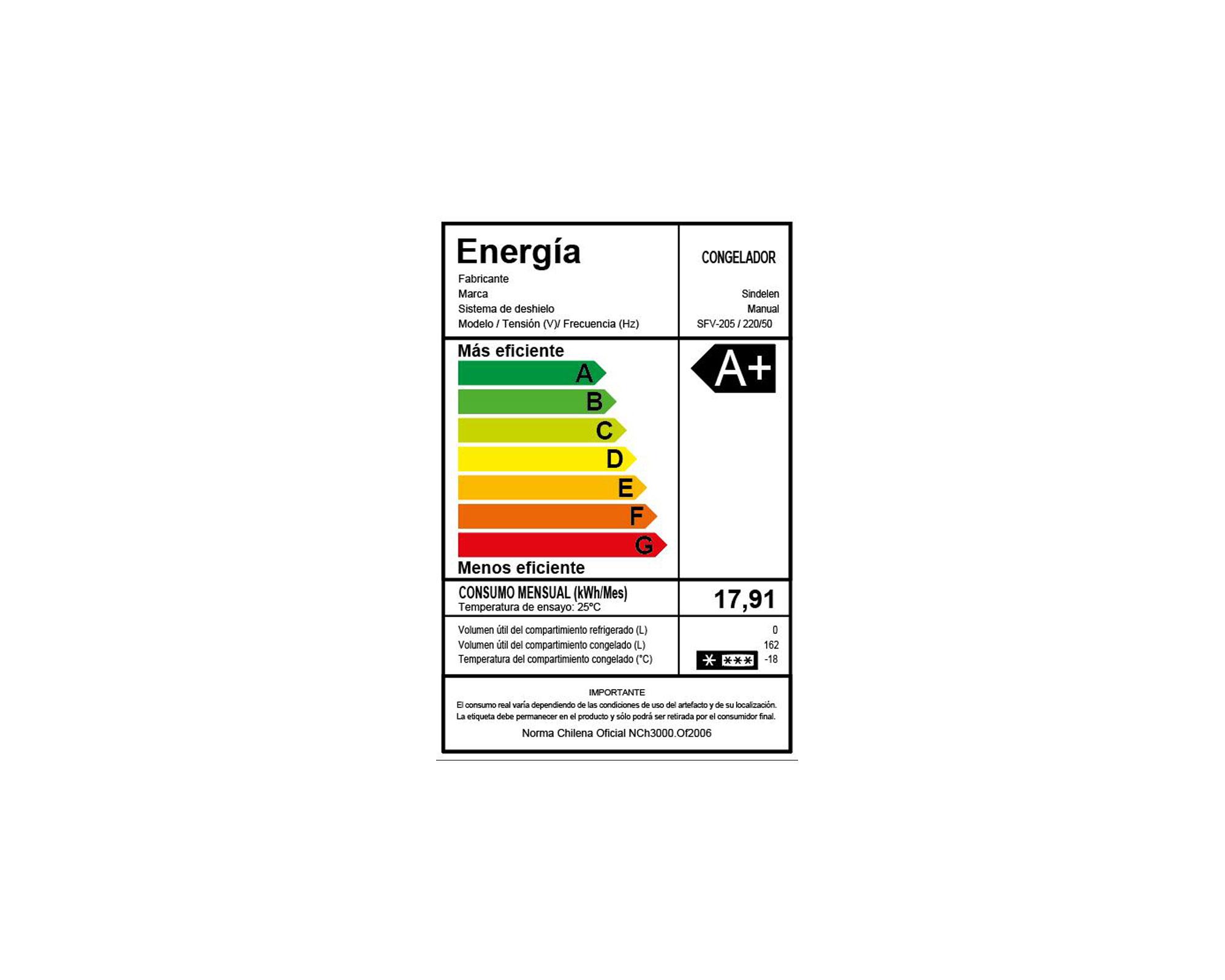 Freezer vertical 162 litros SFV-205SI Sindelen-4