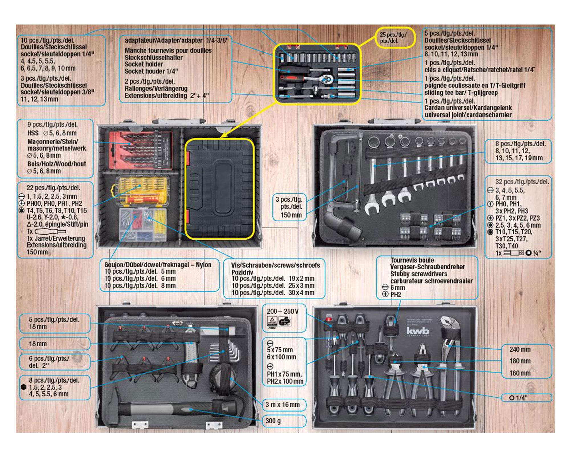 Caja herramientas 199 piezas KWB-3