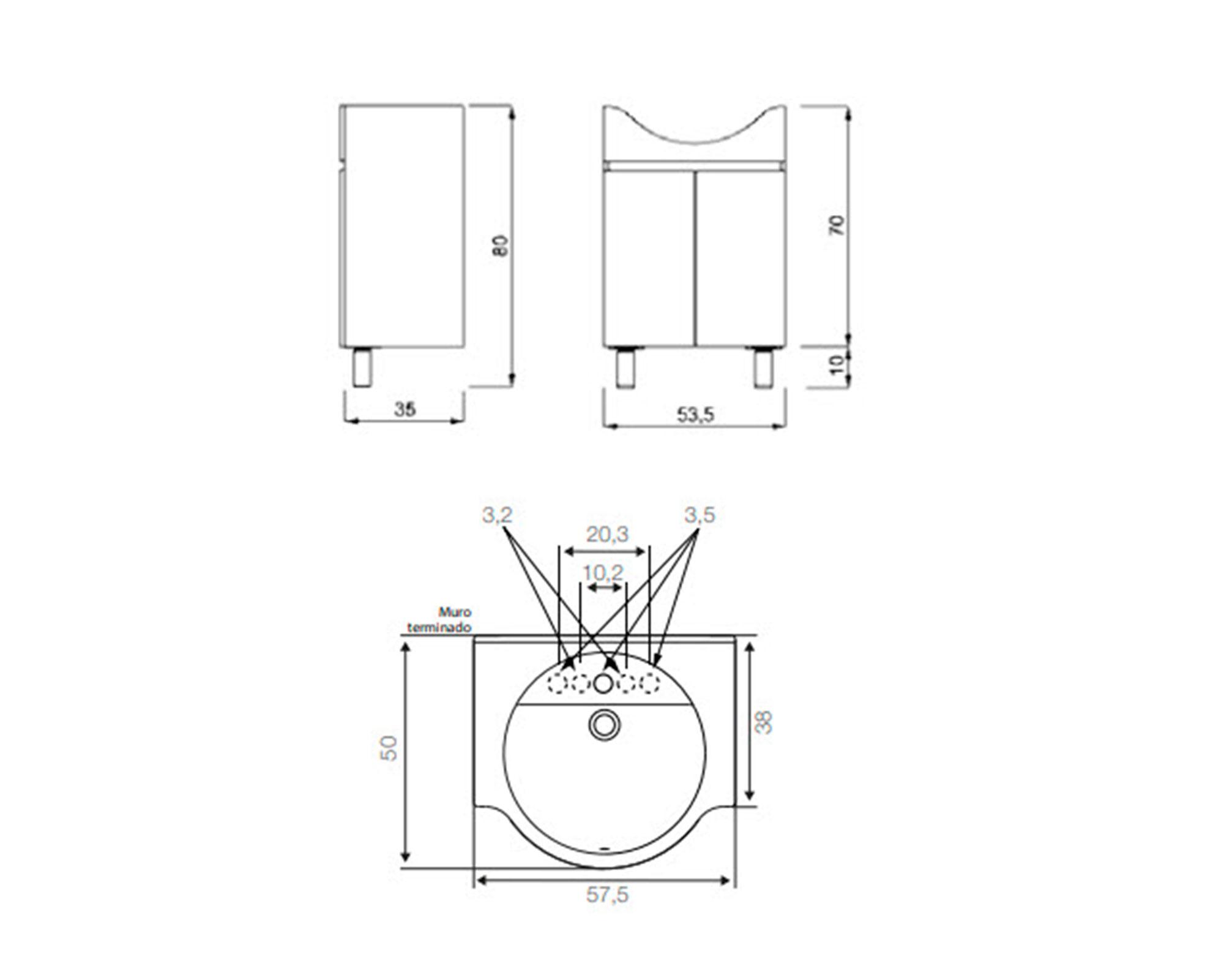 Mueble vanitorio 53.5 cm 2 puertas Parma 56 blanco Briggs-1
