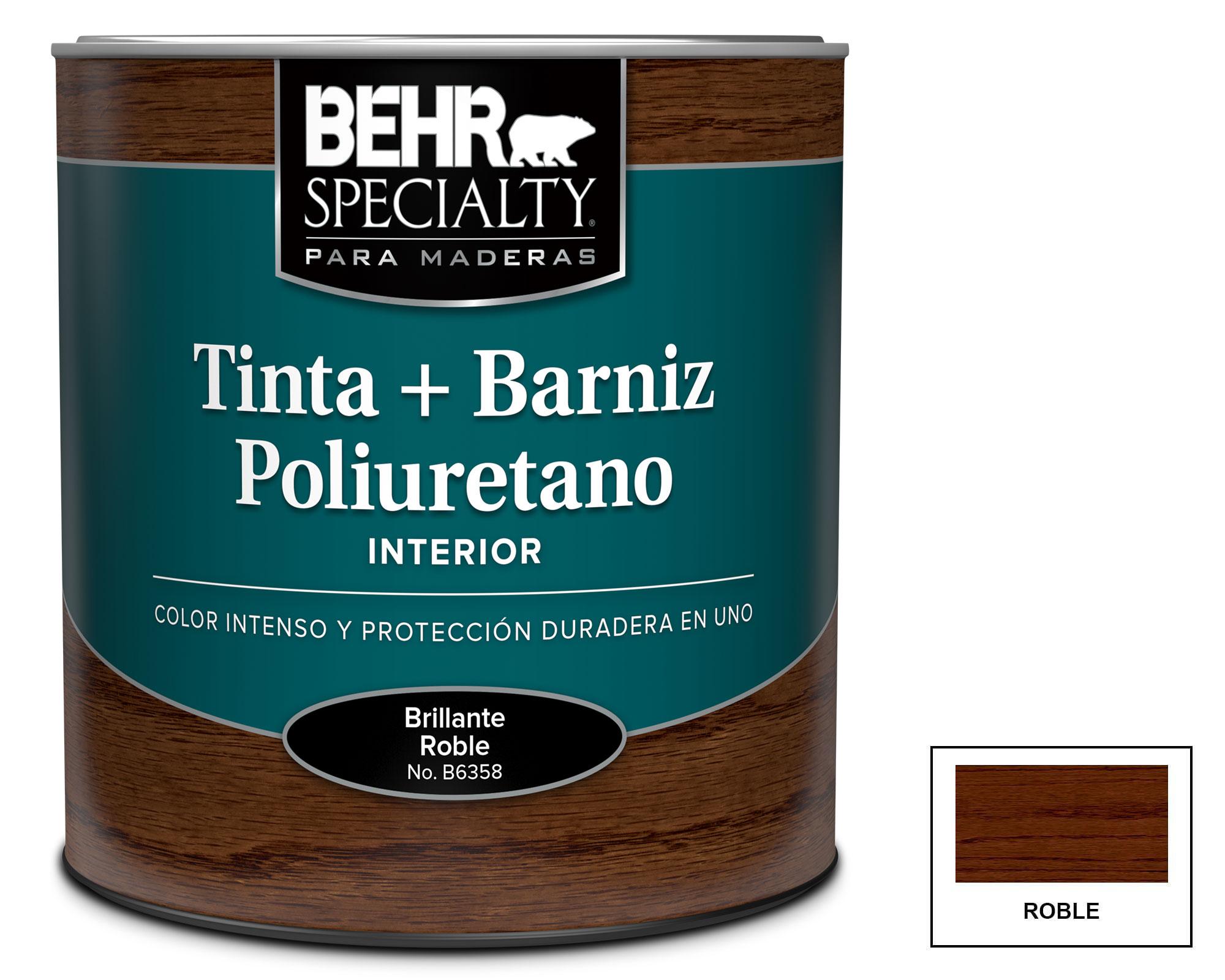 Barniz al agua 1/4 galón roble brillo Behr-0