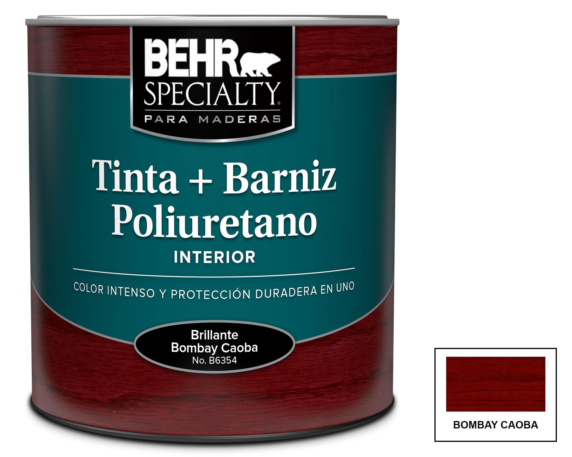 Barniz al agua 1/4 galón caoba brillo Behr-0