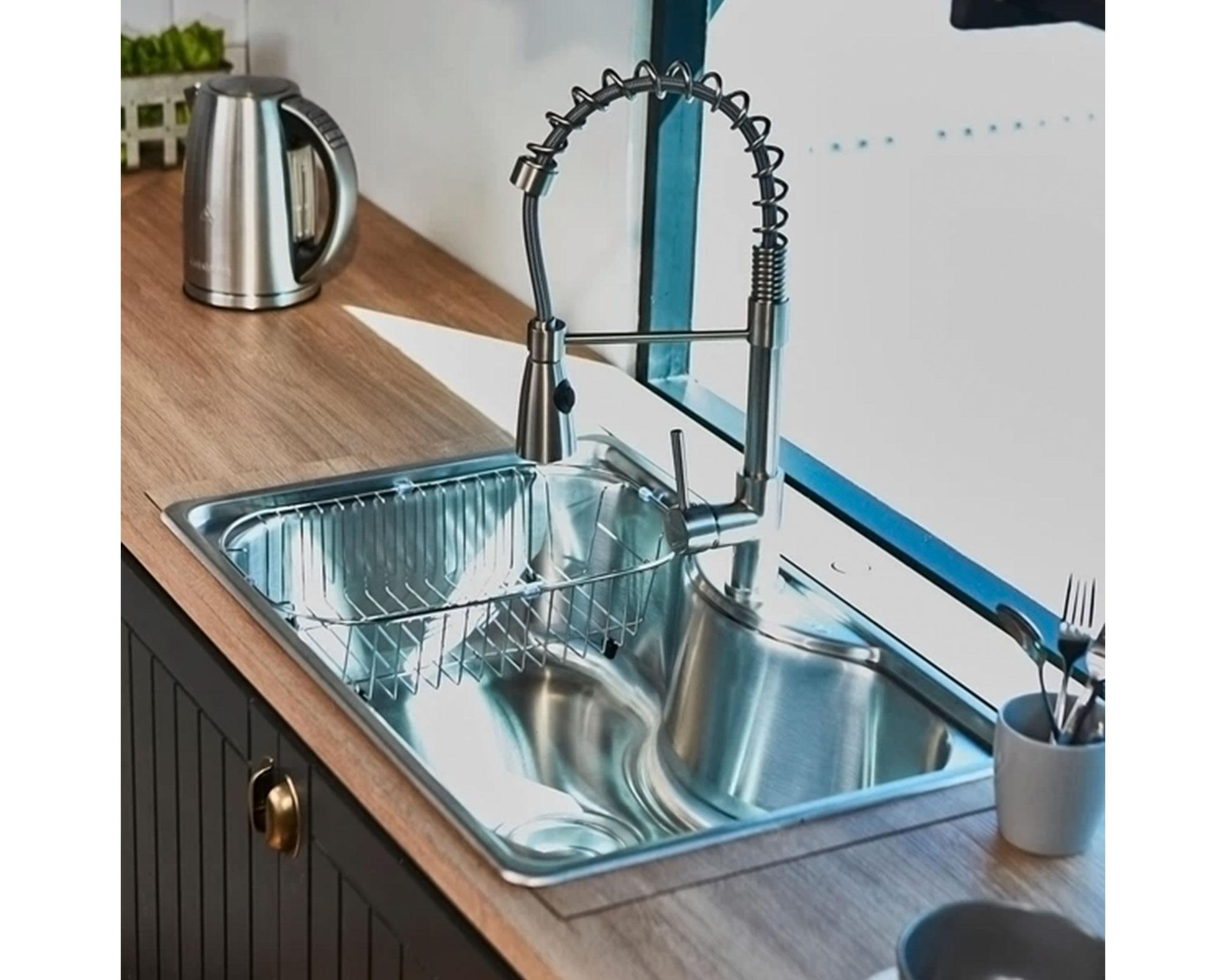 Lavaplatos Acqua 1C gris 22x75x48.5 cm + desagüe + canasto-3