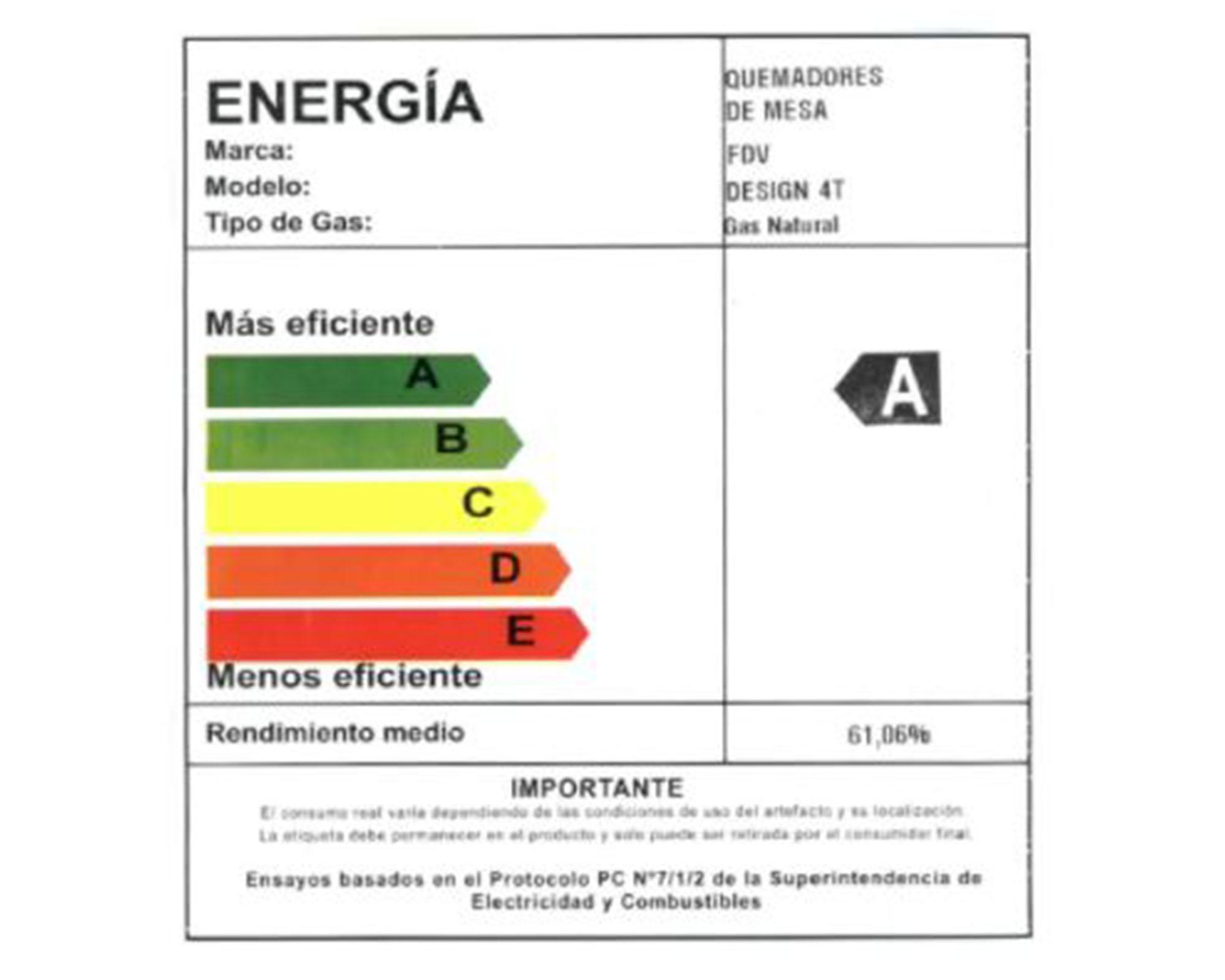 Encimera a gas 4 quemadores Design 4T FDV-5