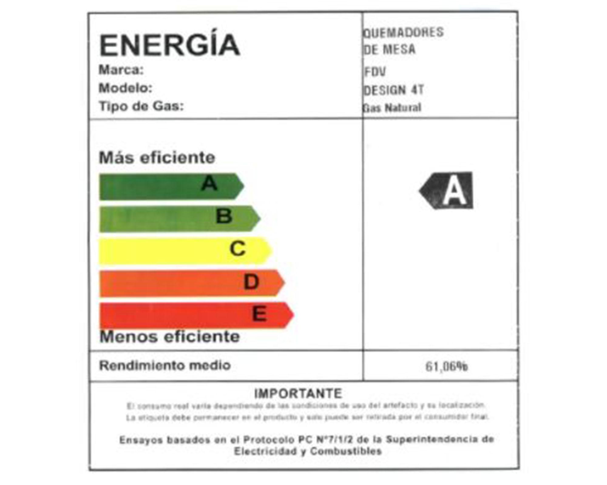Encimera a gas 4 quemadores Design gas natural 4T FDV-5