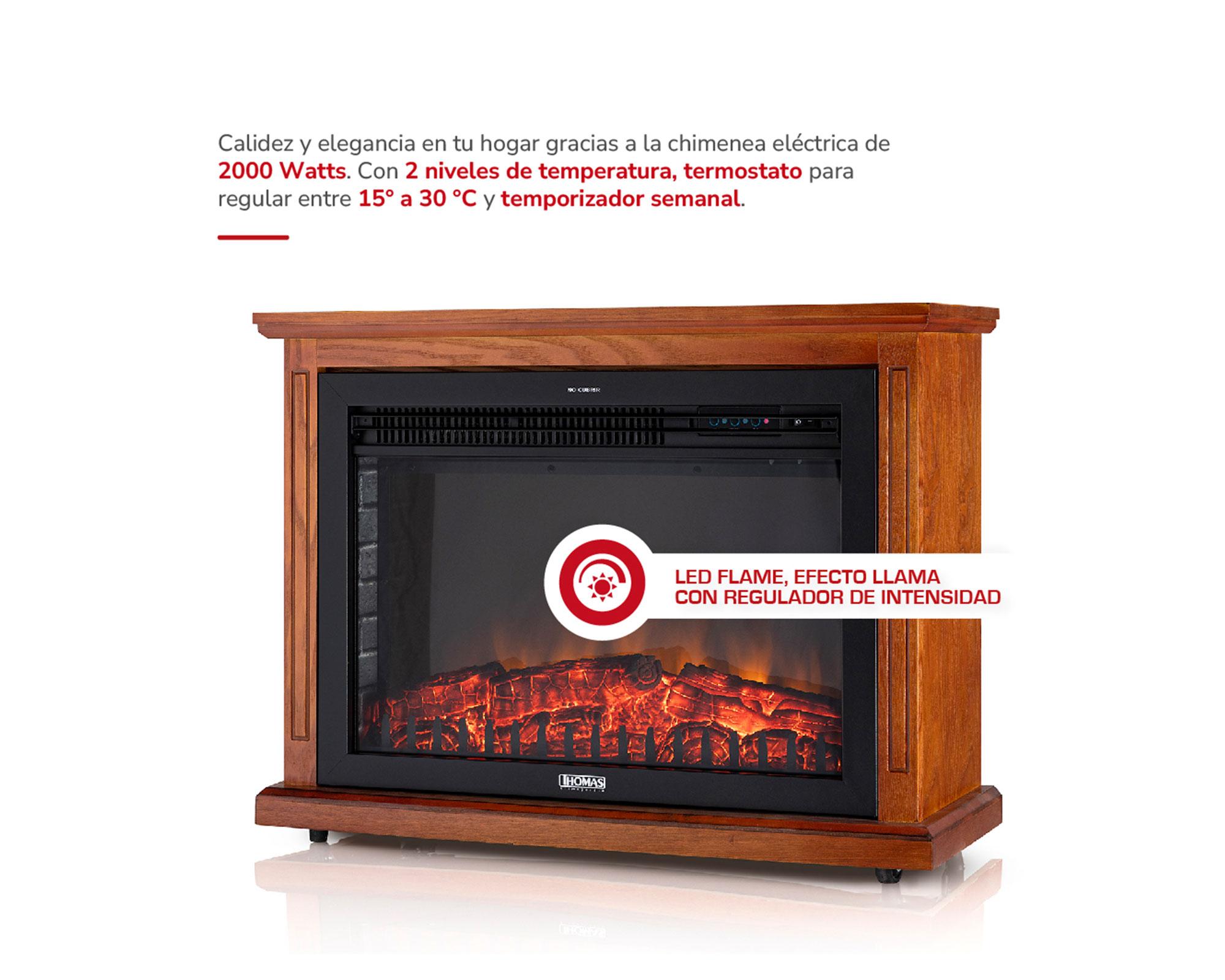 Chimenea eléctrica TH-FP100 café madera 2000W-3