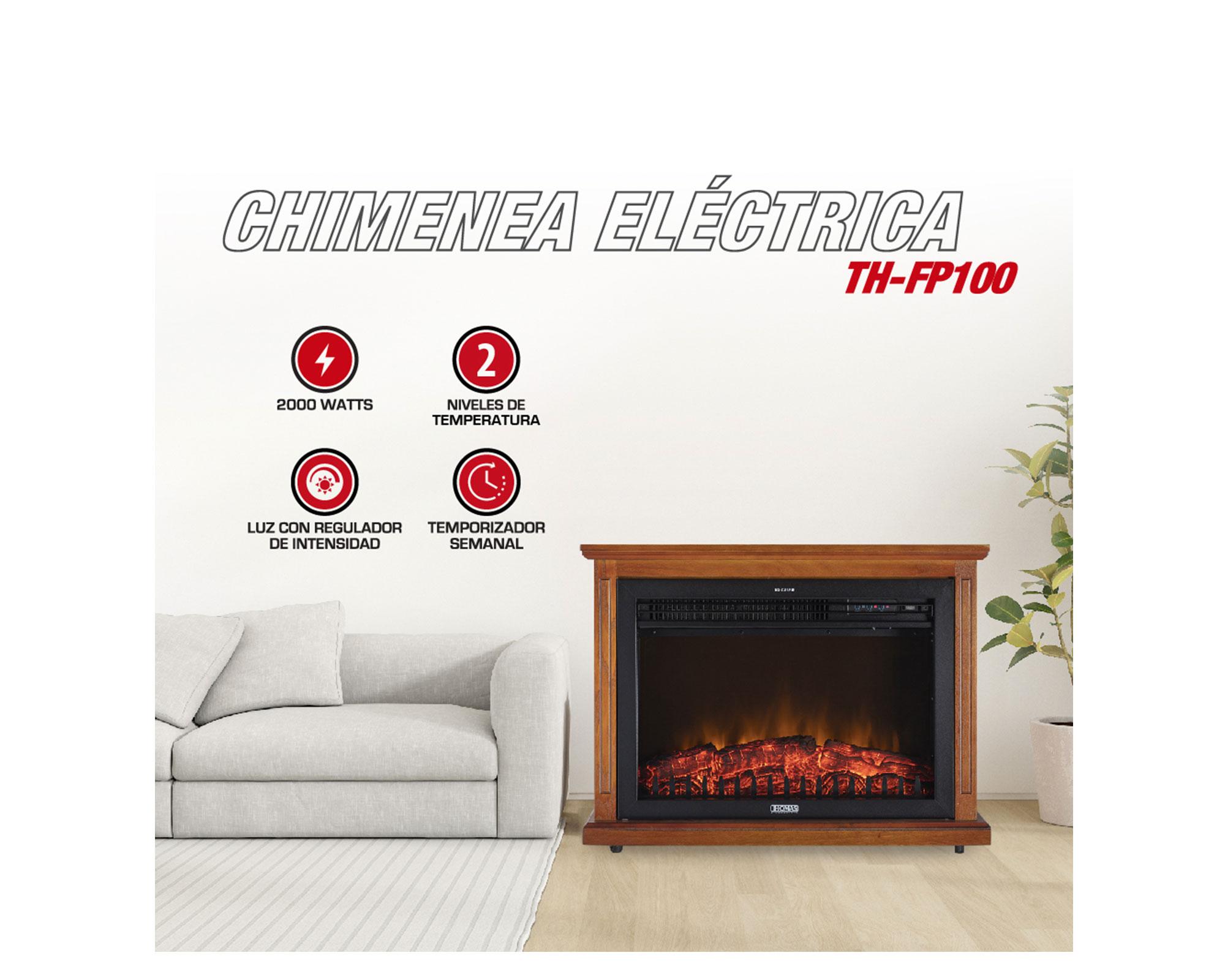 Chimenea eléctrica TH-FP100 café madera 2000W-2