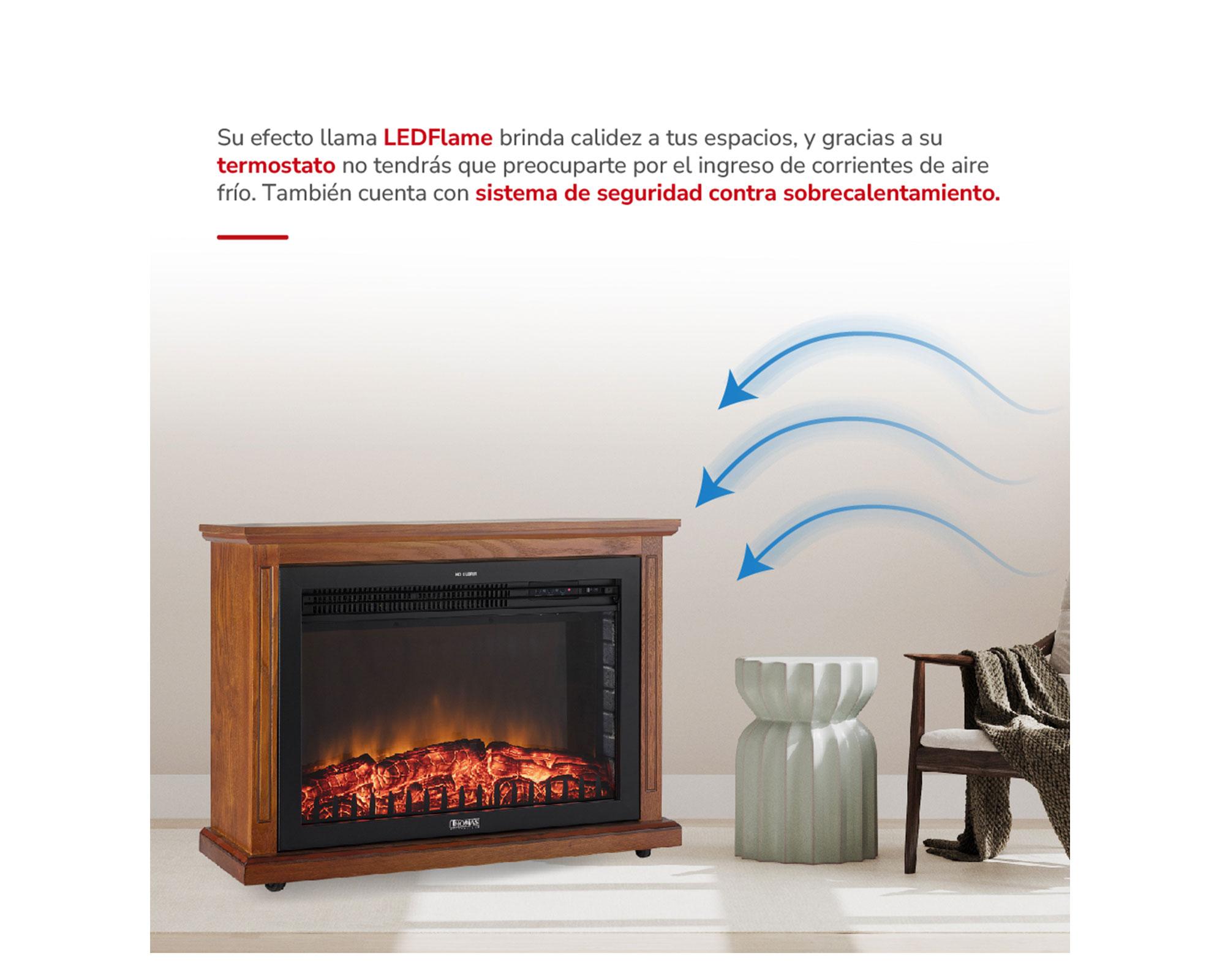 Chimenea eléctrica TH-FP100 café madera 2000W-1