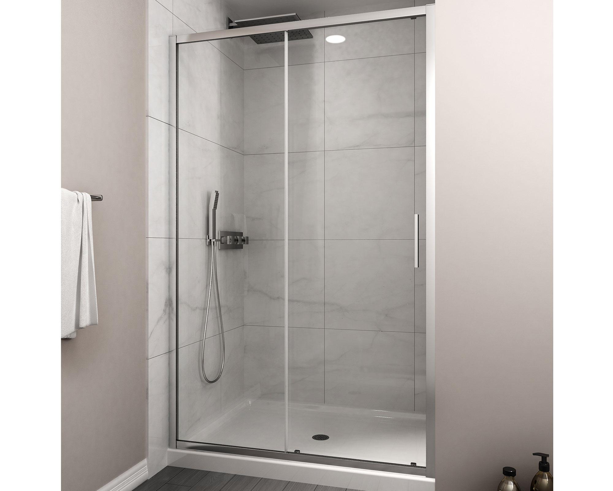 Mampara corredera frontal Premium perfil cromado 190x110x3.5 cm-1