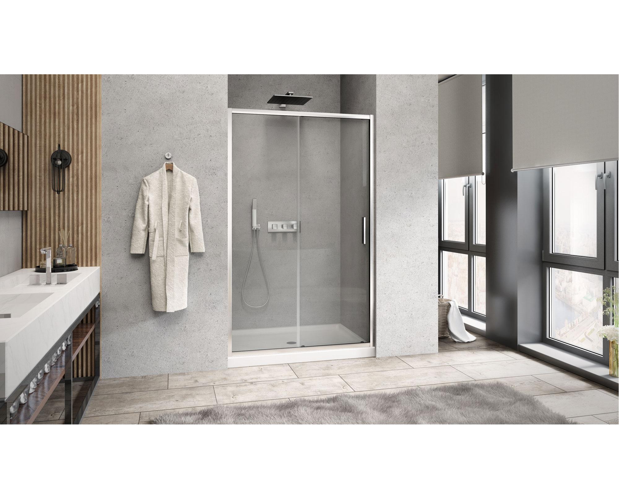 Mampara corredera frontal Premium perfil cromado 190x110x3.5 cm-2