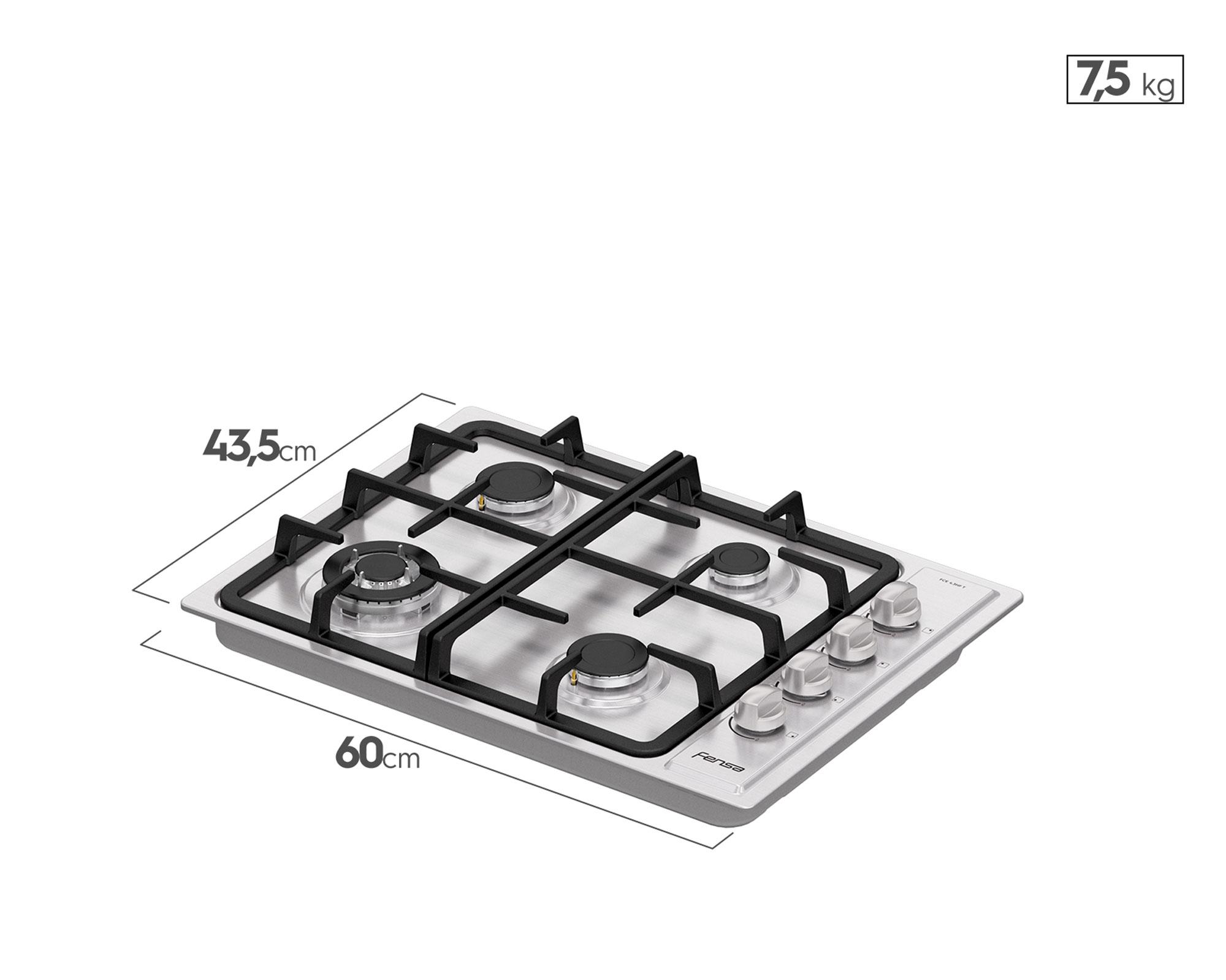 Encimera 4 quemadores FCE 4.3HF T gris Fensa-4