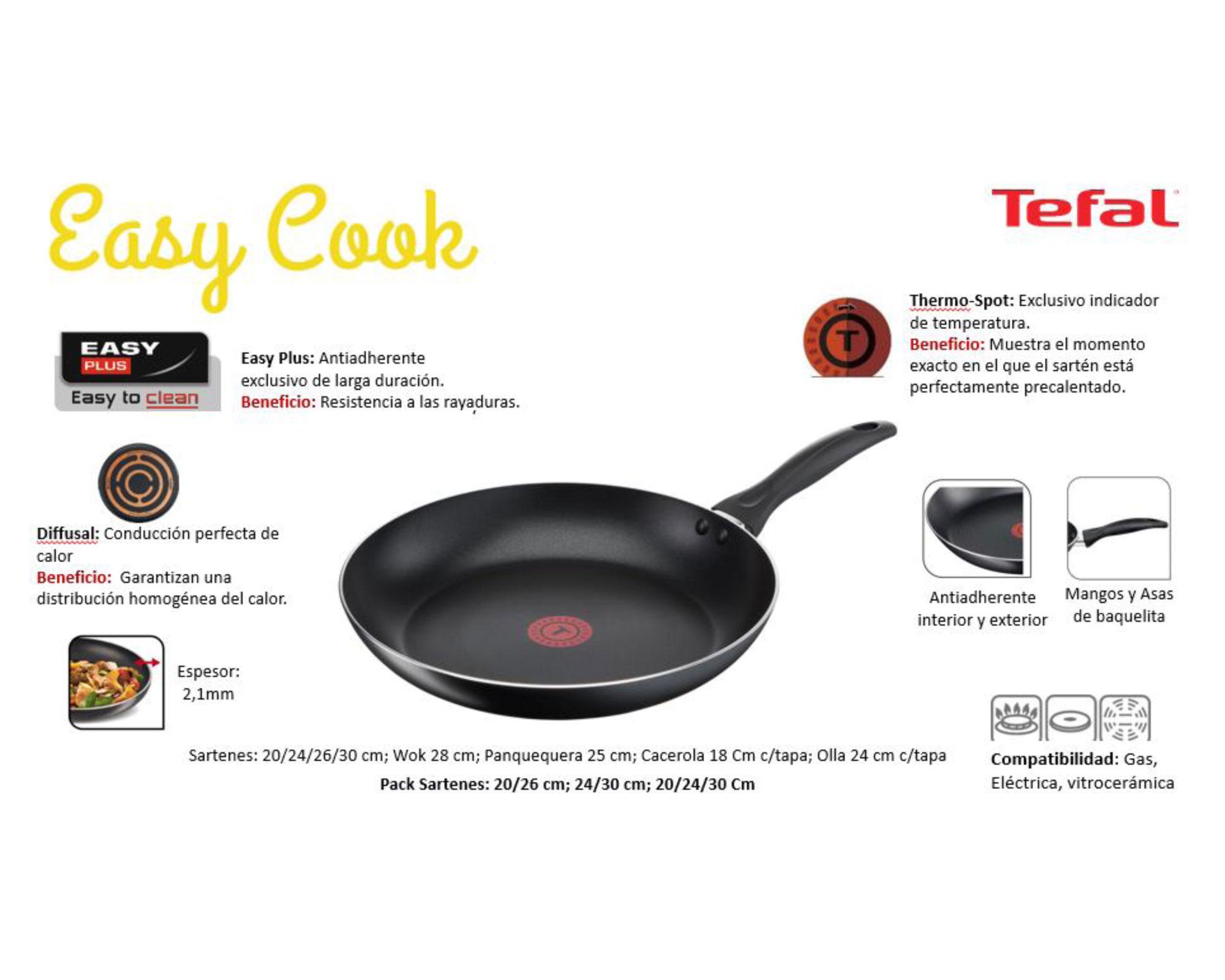 Sartén 30 cm Easy Cook negro Tefal-3