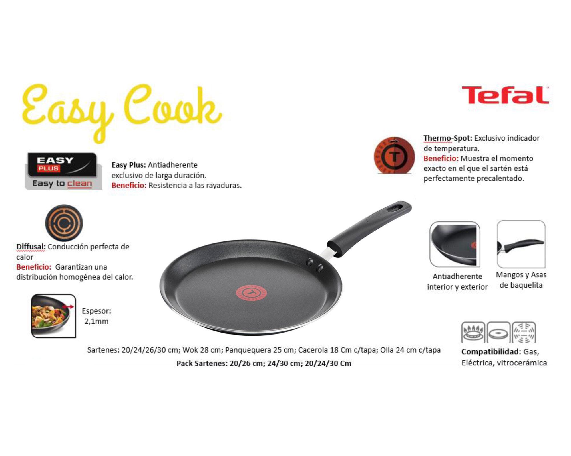 Panquequera 25 cm Easy Cook negro Tefal-2