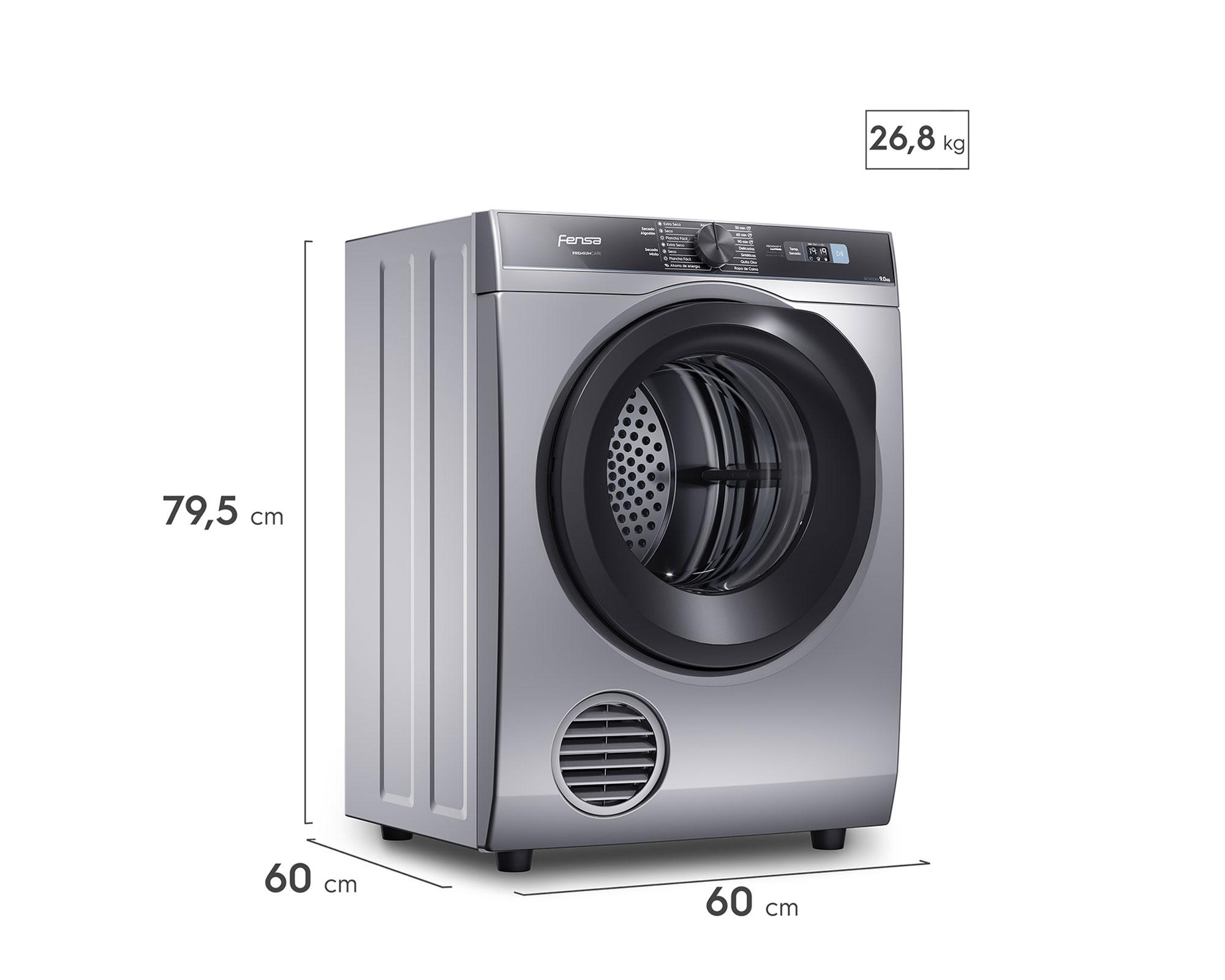 Secadora carga frontal 9 kg Premium Care 9D silver Fensa-4