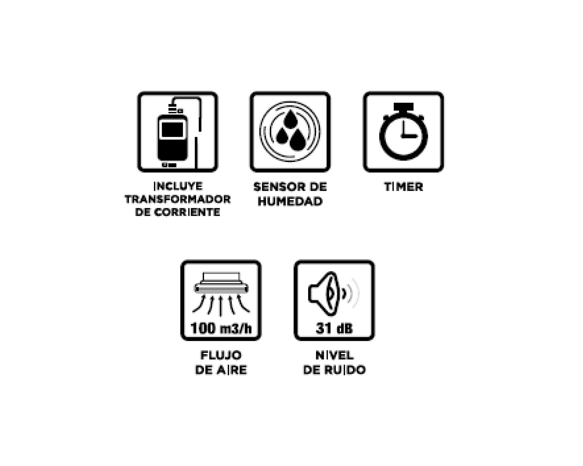 Extractor de aire 4'' 12 V con sensor humedad y timer Briggs-3