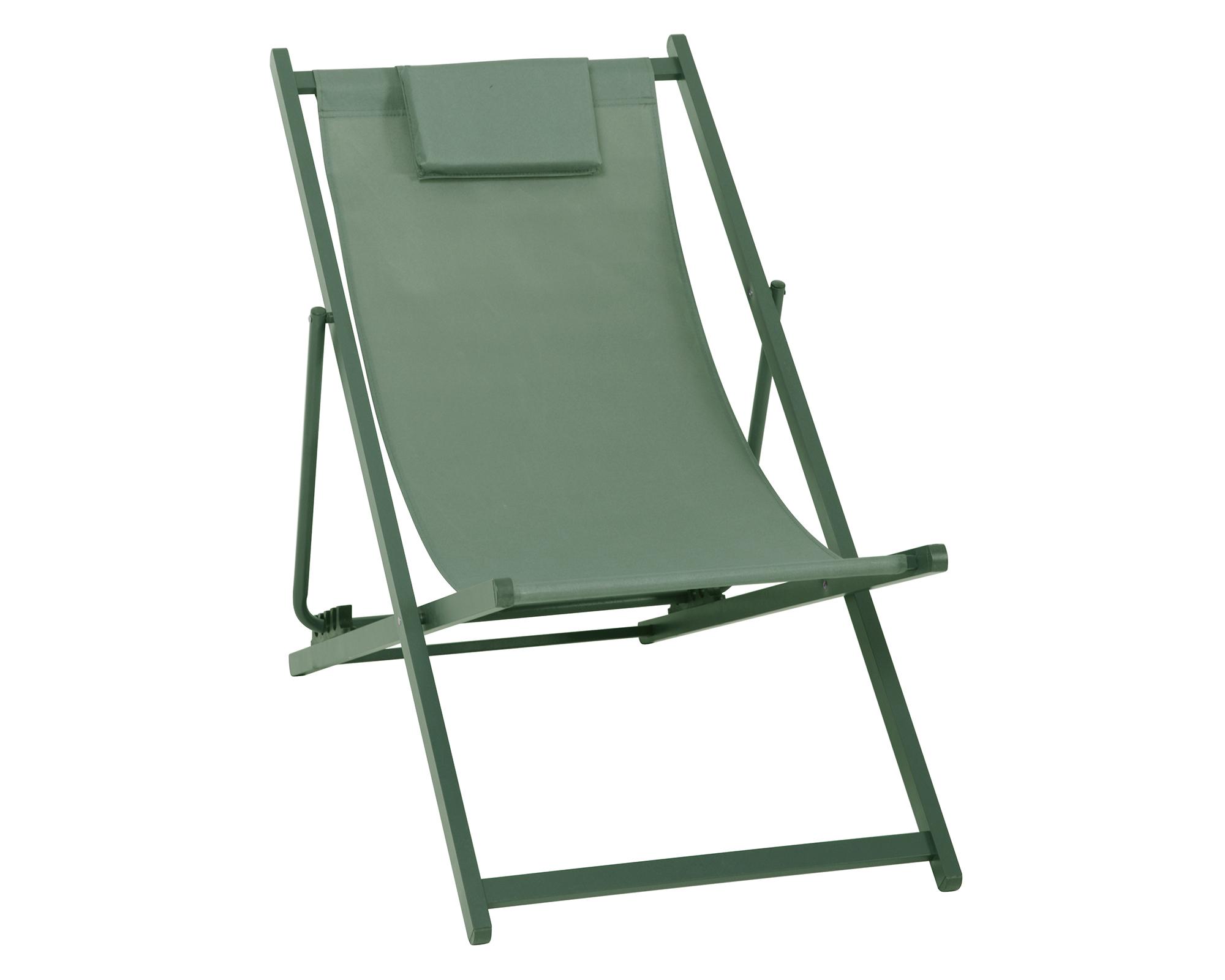 Reposera aluminio 4 posiciones almohada oliva-0