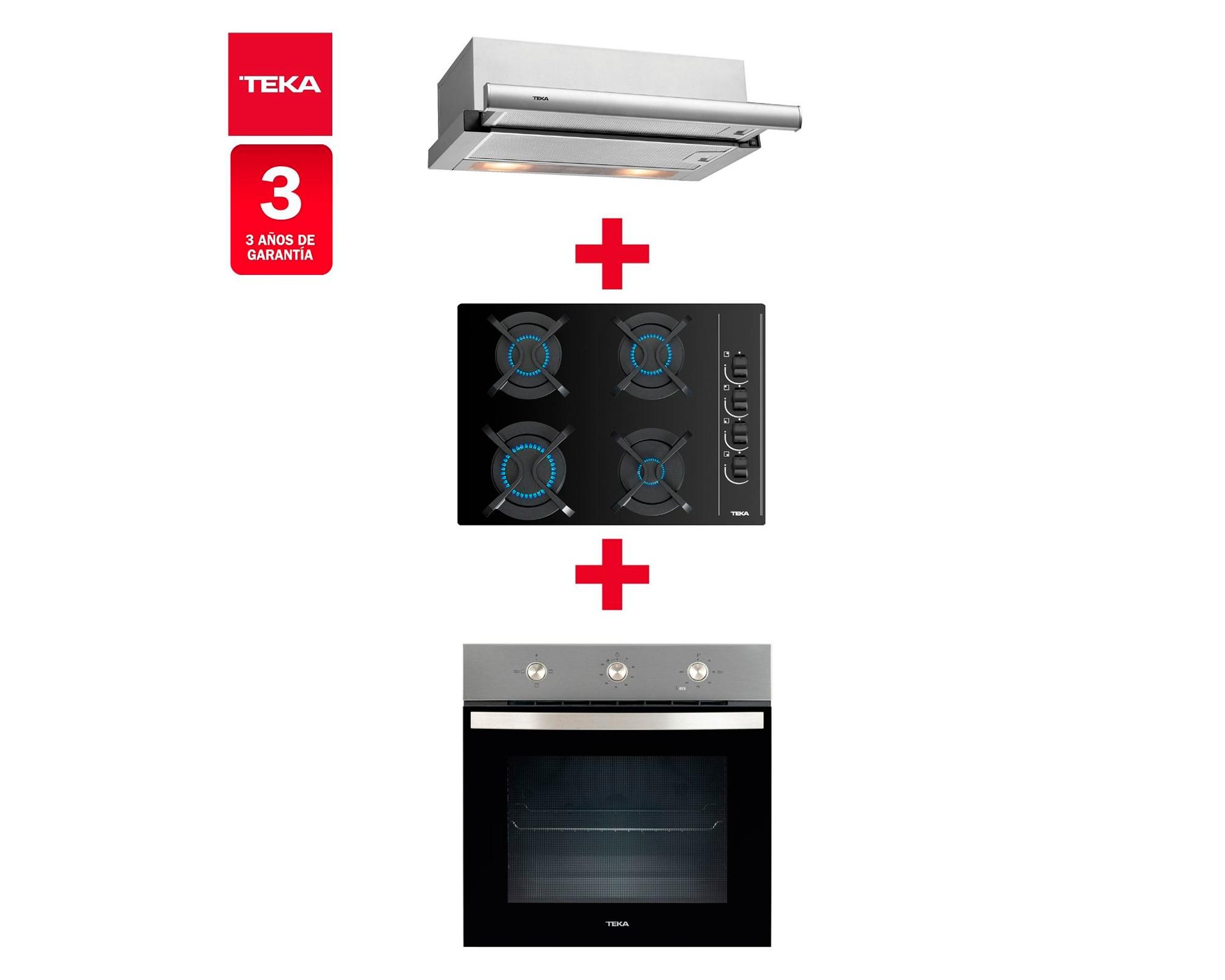 Kit empotrable Horno HBB-5360 SS 67 lt + encimera GBC 64003 KBB 4 quemadores + campanaTL 6310-1