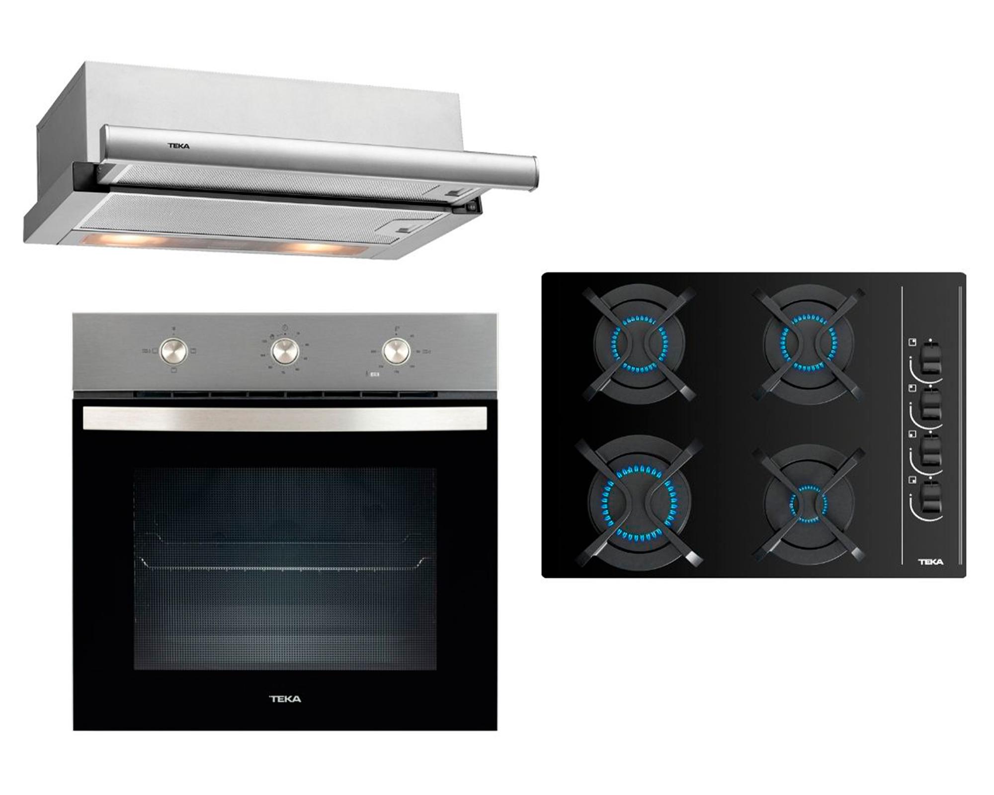 Kit empotrable Horno HBB-5360 SS 67 lt + encimera GBC 64003 KBB 4 quemadores + campanaTL 6310-0
