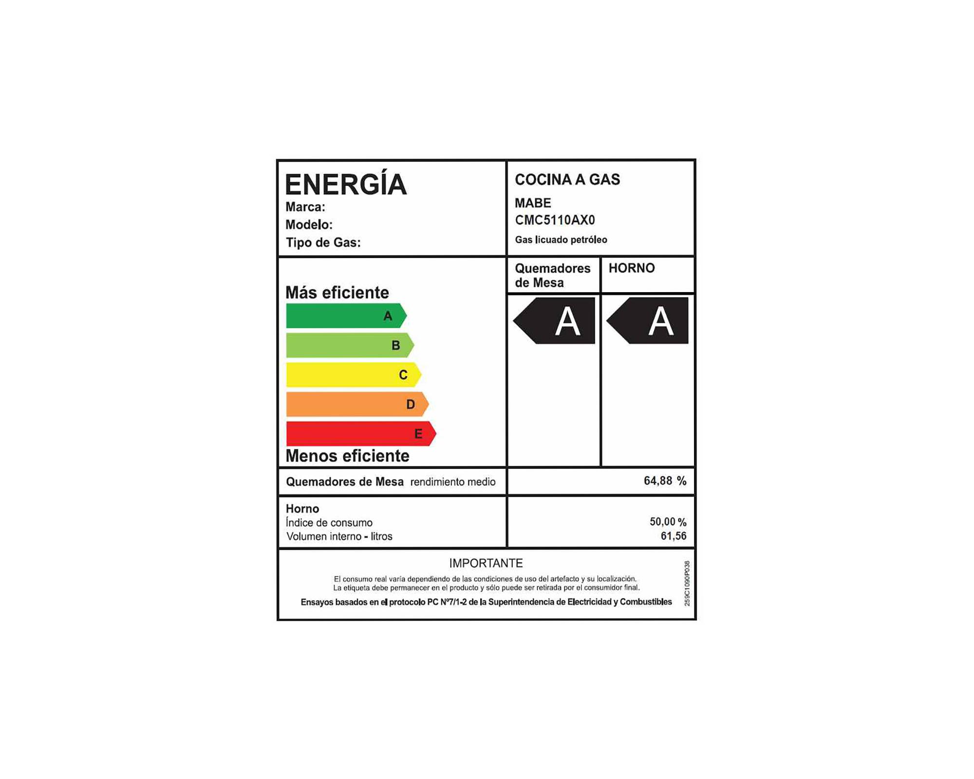 Cocina 4 quemadores CMC5110AX0 Mabe-7