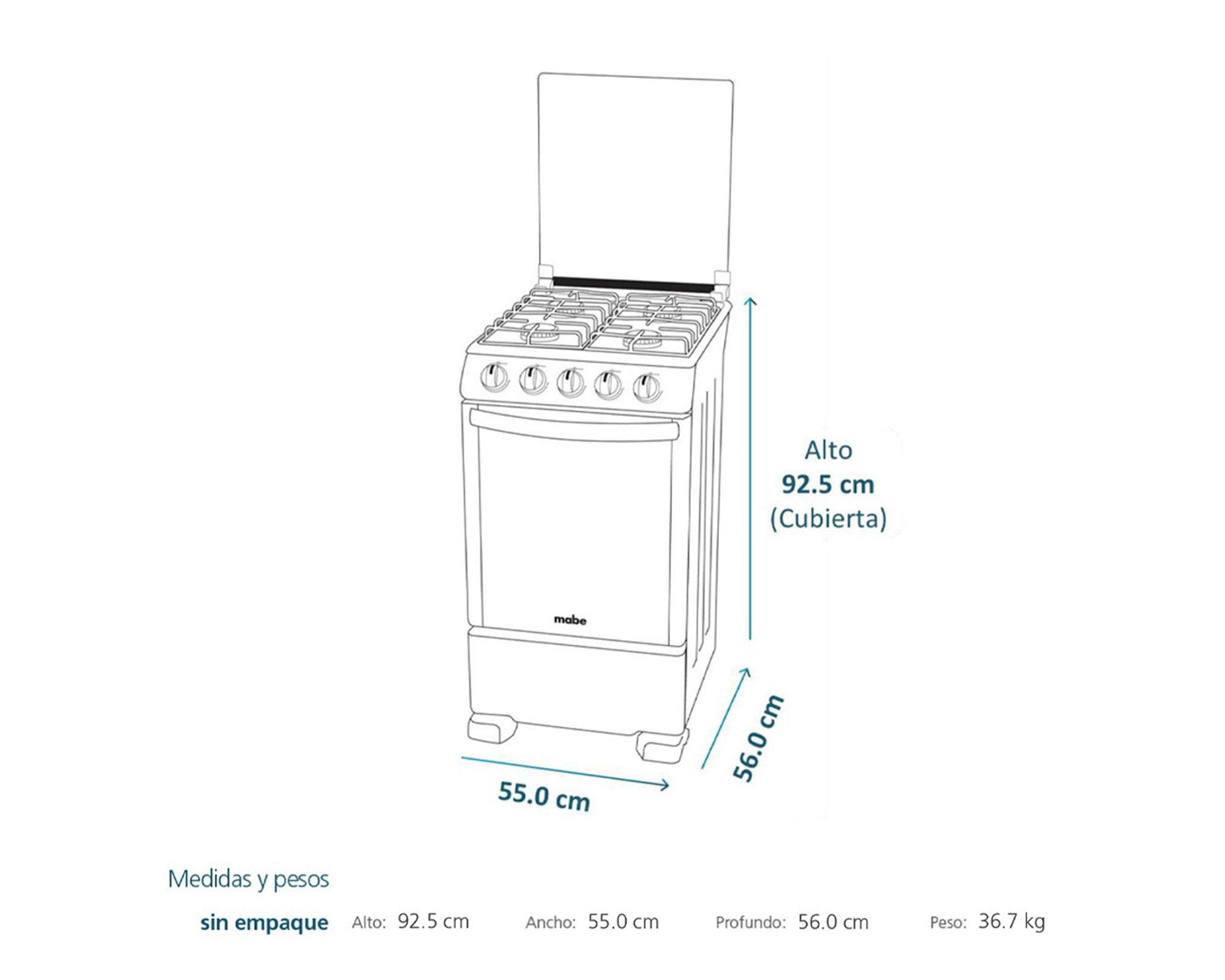 Cocina 4 quemadores CMC5560FX0 Mabe-6