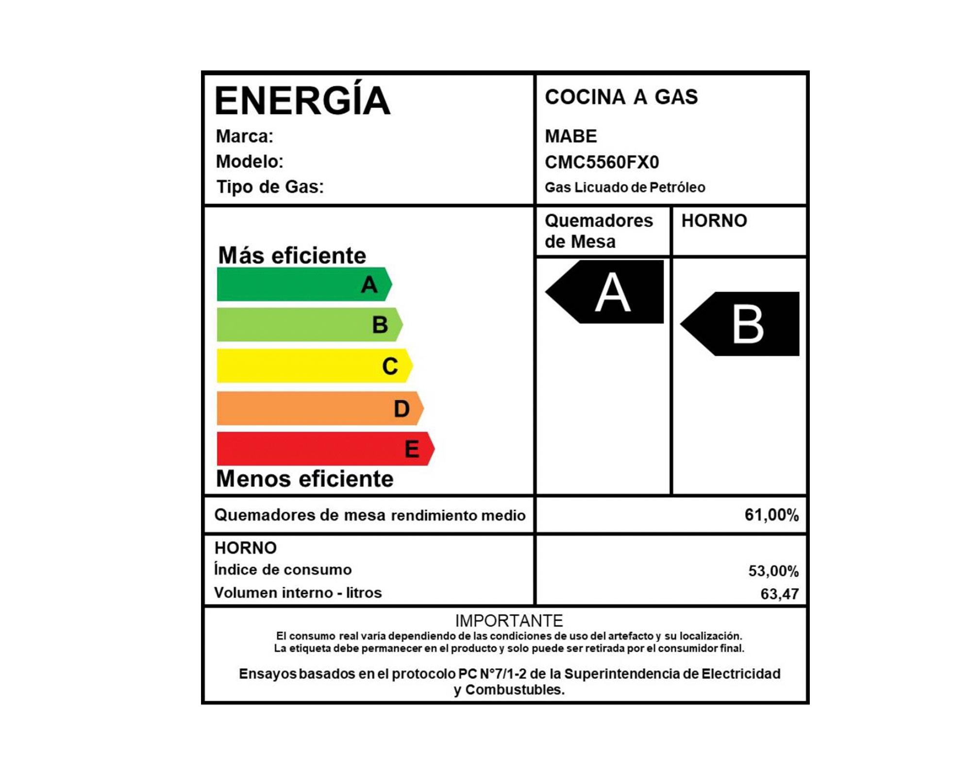 Cocina 4 quemadores CMC5560FX0 Mabe-8