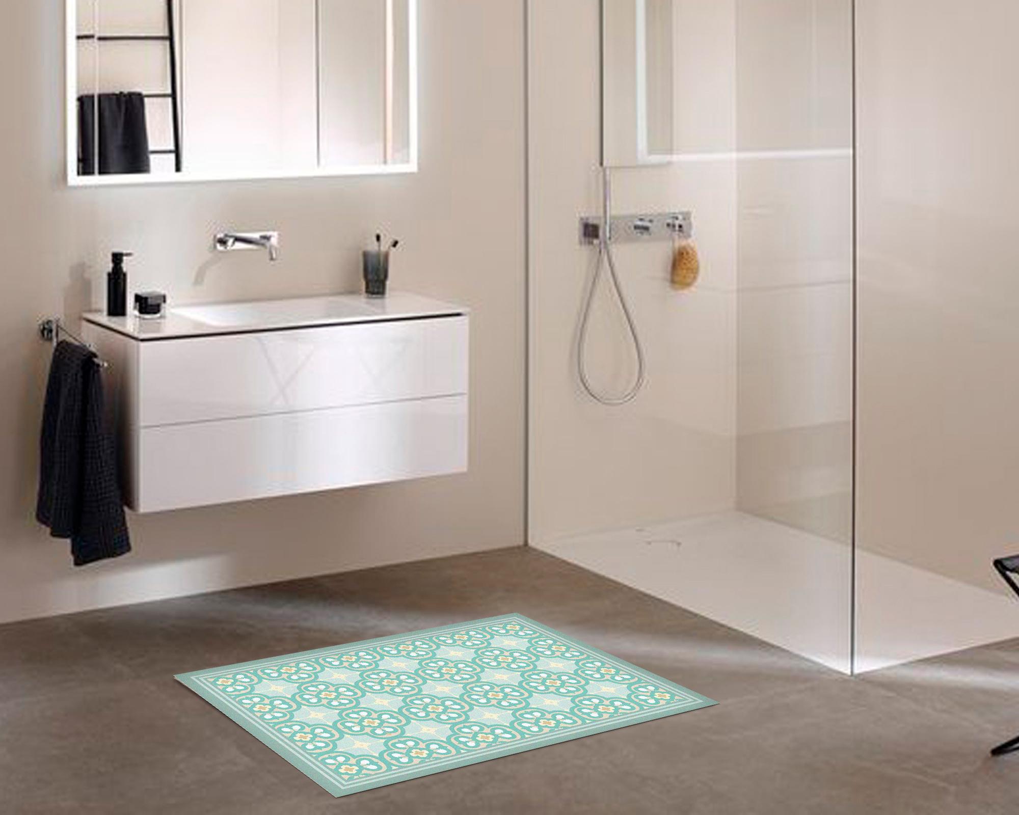 Alfombra de cocina 50x70 cm Flor Árabe turquesa-2