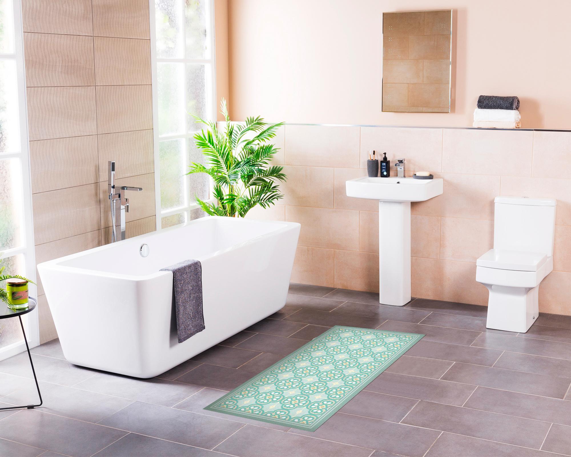 Alfombra de cocina 50x90 cm Flor Árabe turquesa-2