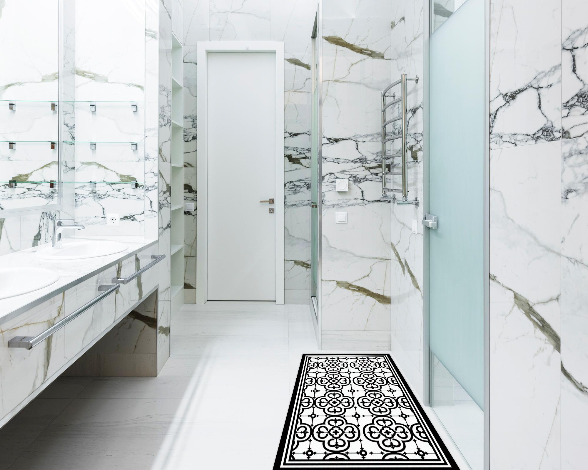 Alfombra de cocina 40x60 cm Flor Árabe negro-2