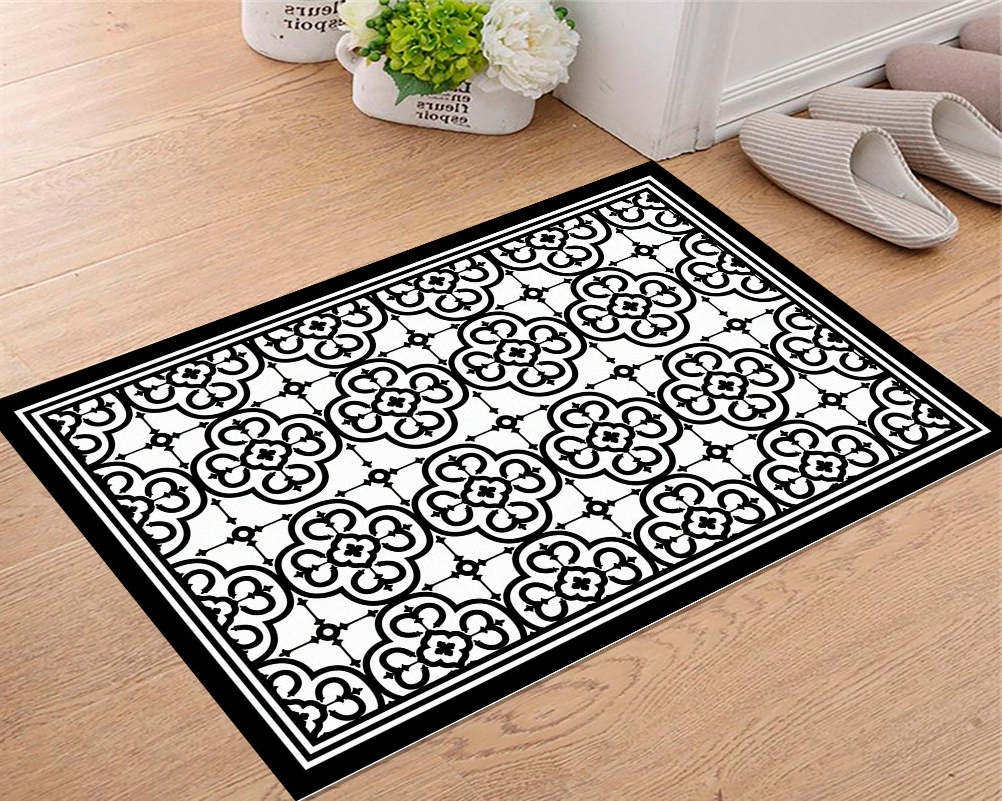 Alfombra de cocina 50x70 cm Flor Árabe negro-2