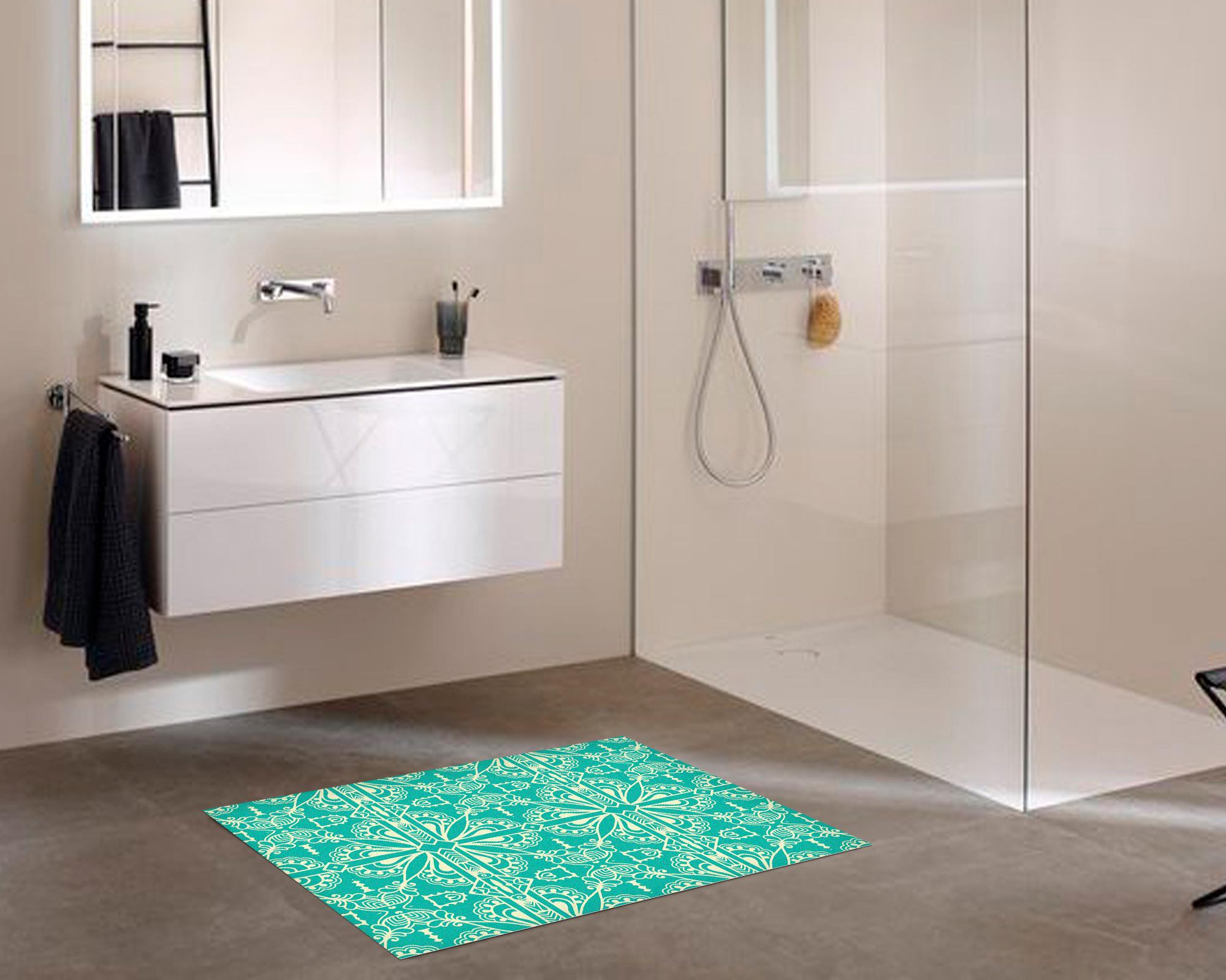 Alfombra de cocina 50x70 cm Mandala tradicional verde esmeralda-2