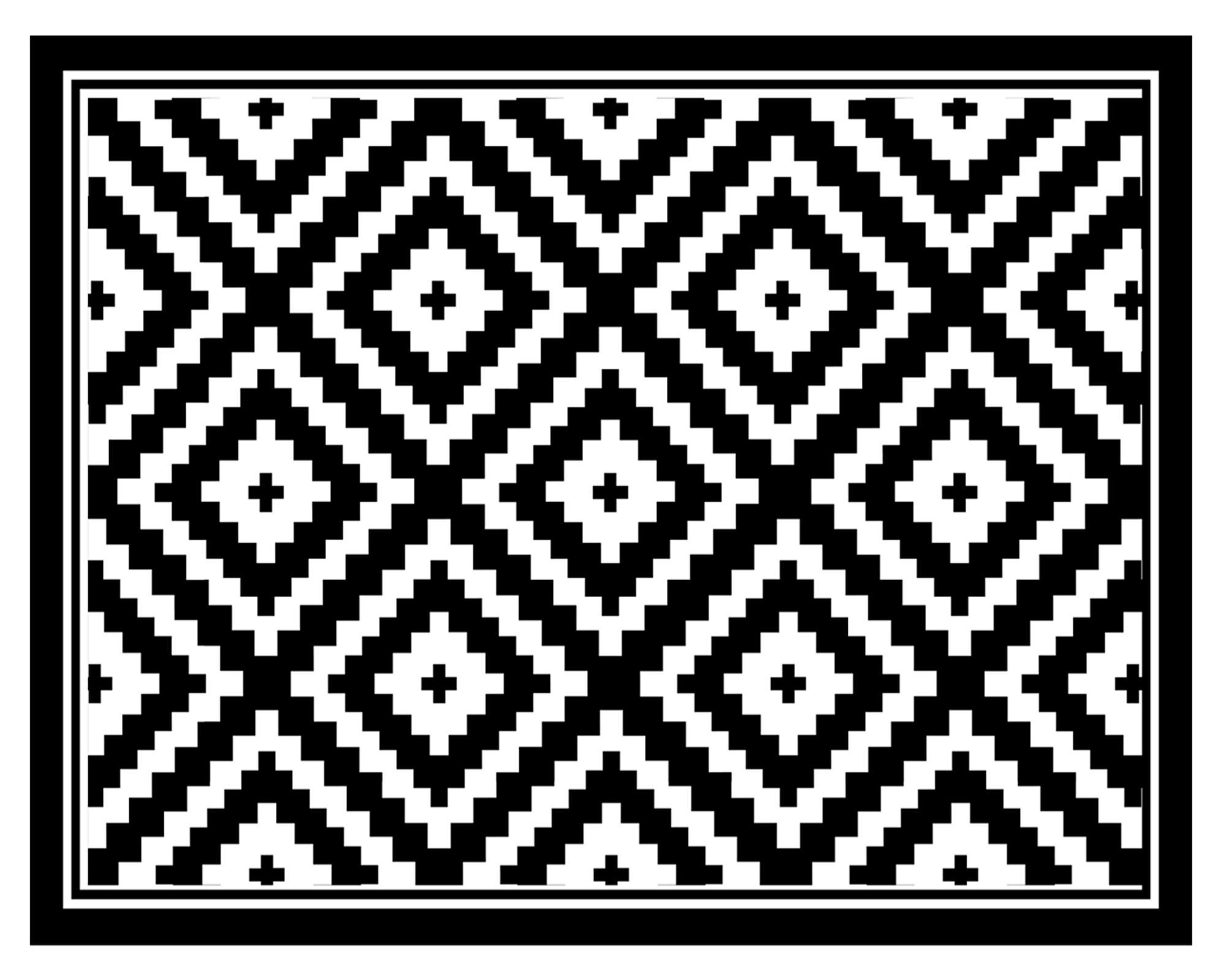 Alfombra de cocina 50x70 cm Rombos negro-0
