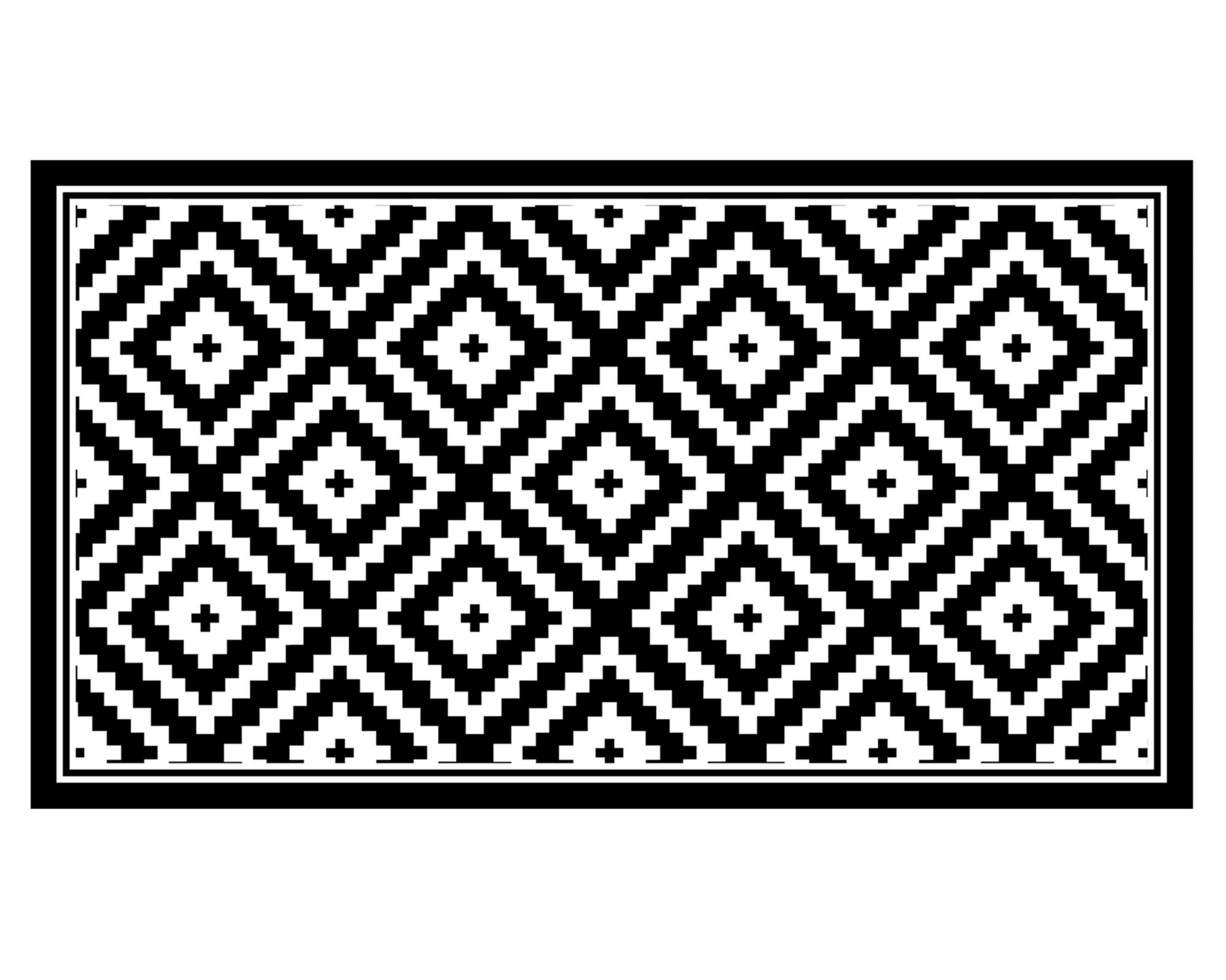 Alfombra de cocina Rombos PVC negro 50x90 cm-0