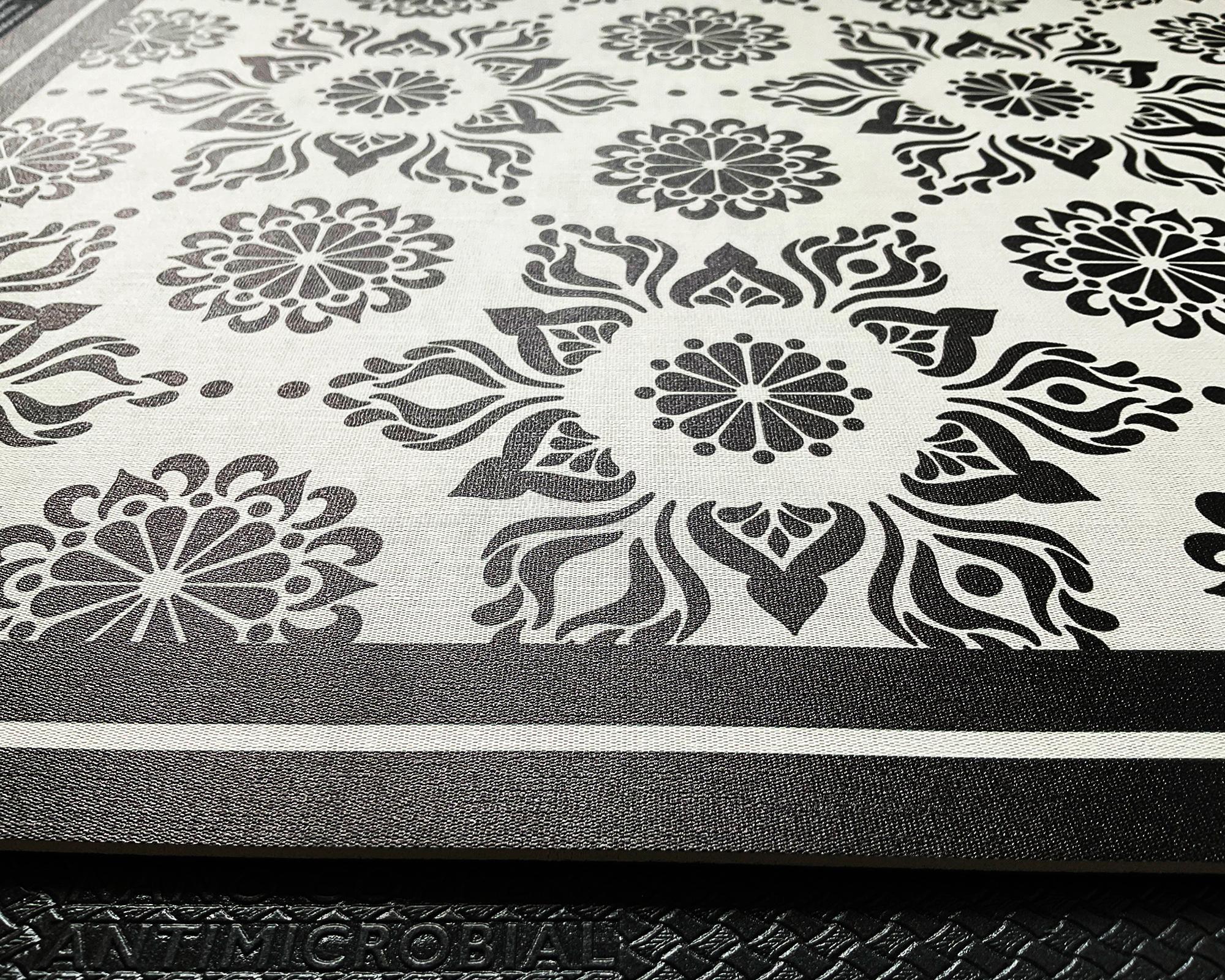 Alfombra de cocina 40x60 cm Flor Indú negro-1