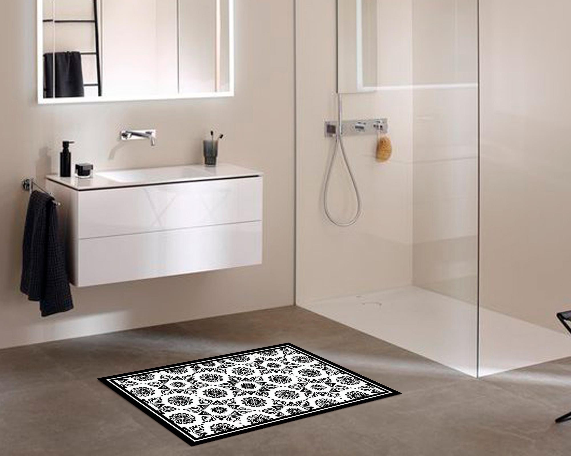 Alfombra de cocina 50x70 cm Flor Indú negro-2
