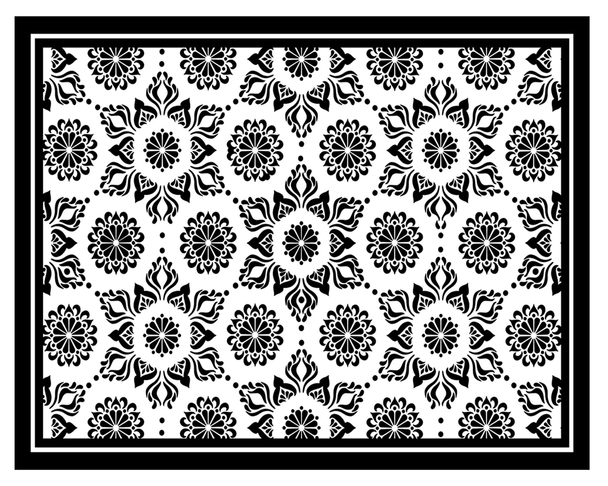 Alfombra de cocina 50x70 cm Flor Indú negro-0