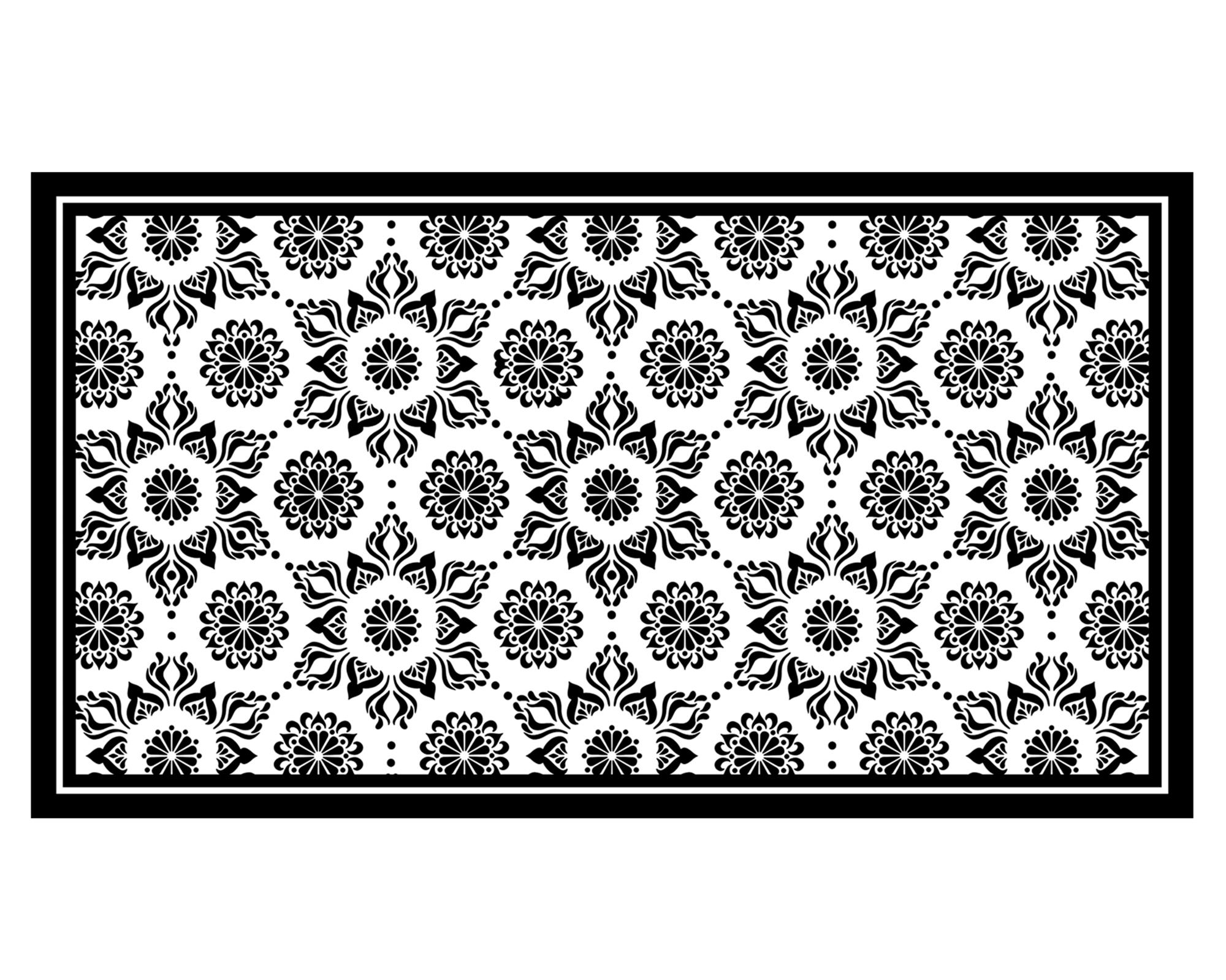 Alfombra de cocina 50x90 cm Flor Indú negro-0