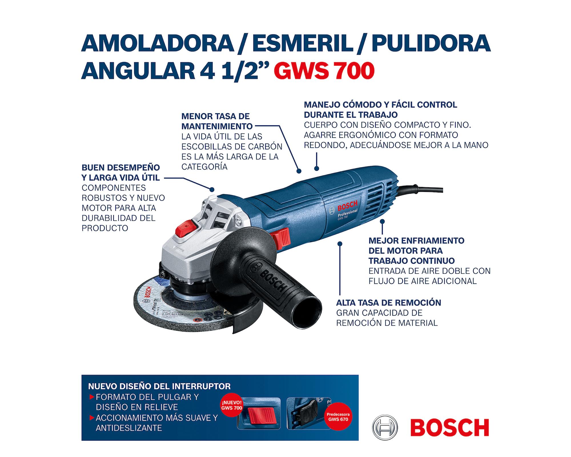 Esmeril angular 115 mm 710W GES 700 220V Bosch-3
