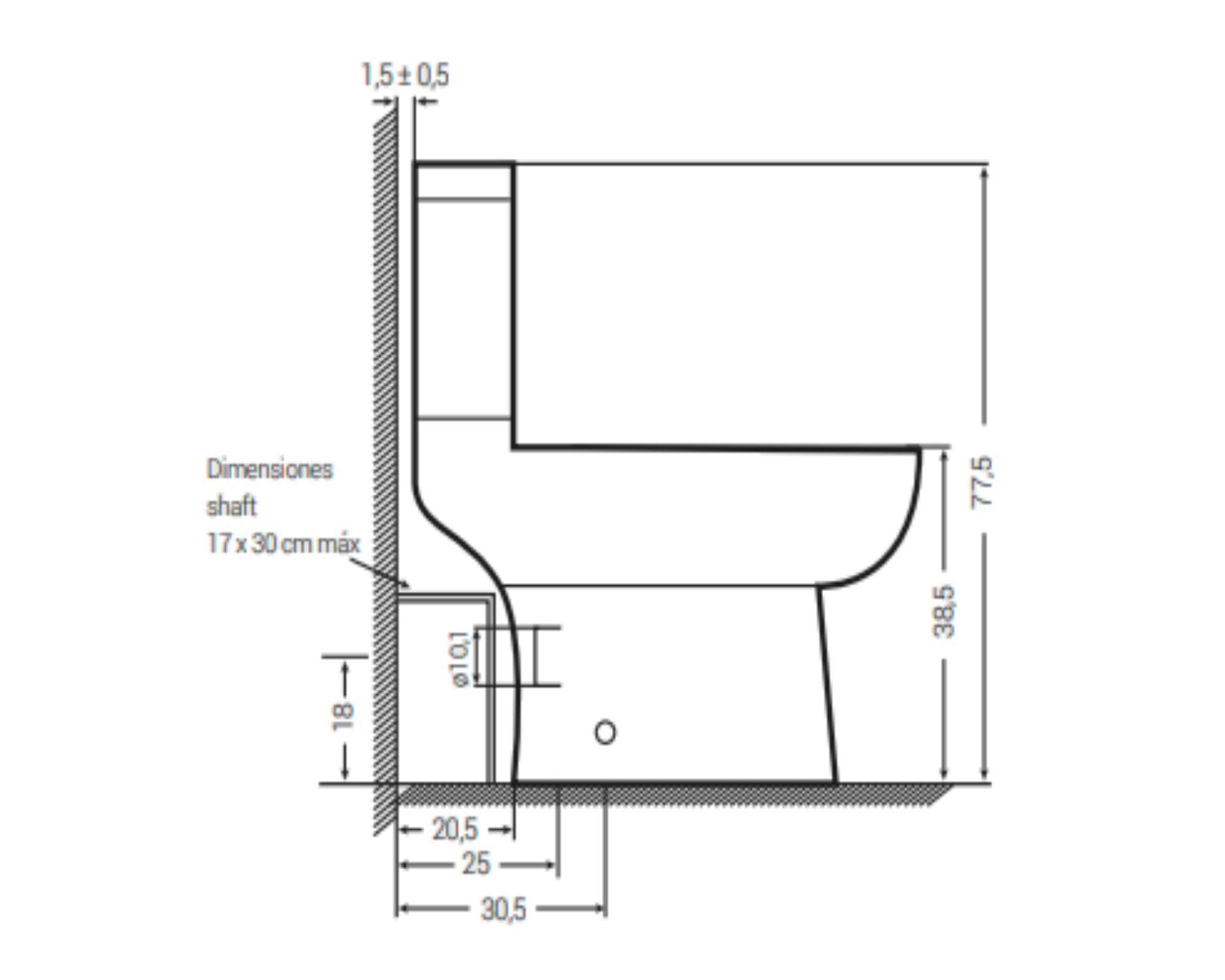 WC two piece piso/muro 20.5/25/30.5 cm Cádiz asiento Soft close-1