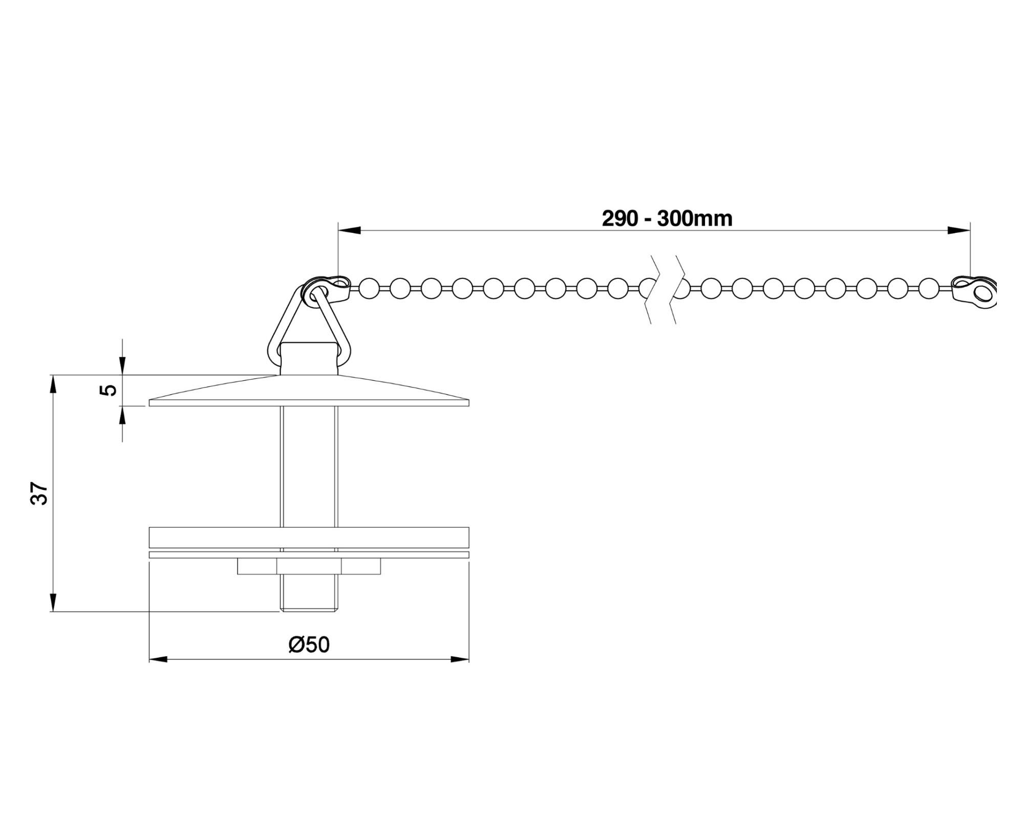 Pitón lavaplatos 50 mm con cadena Corsovalv-2