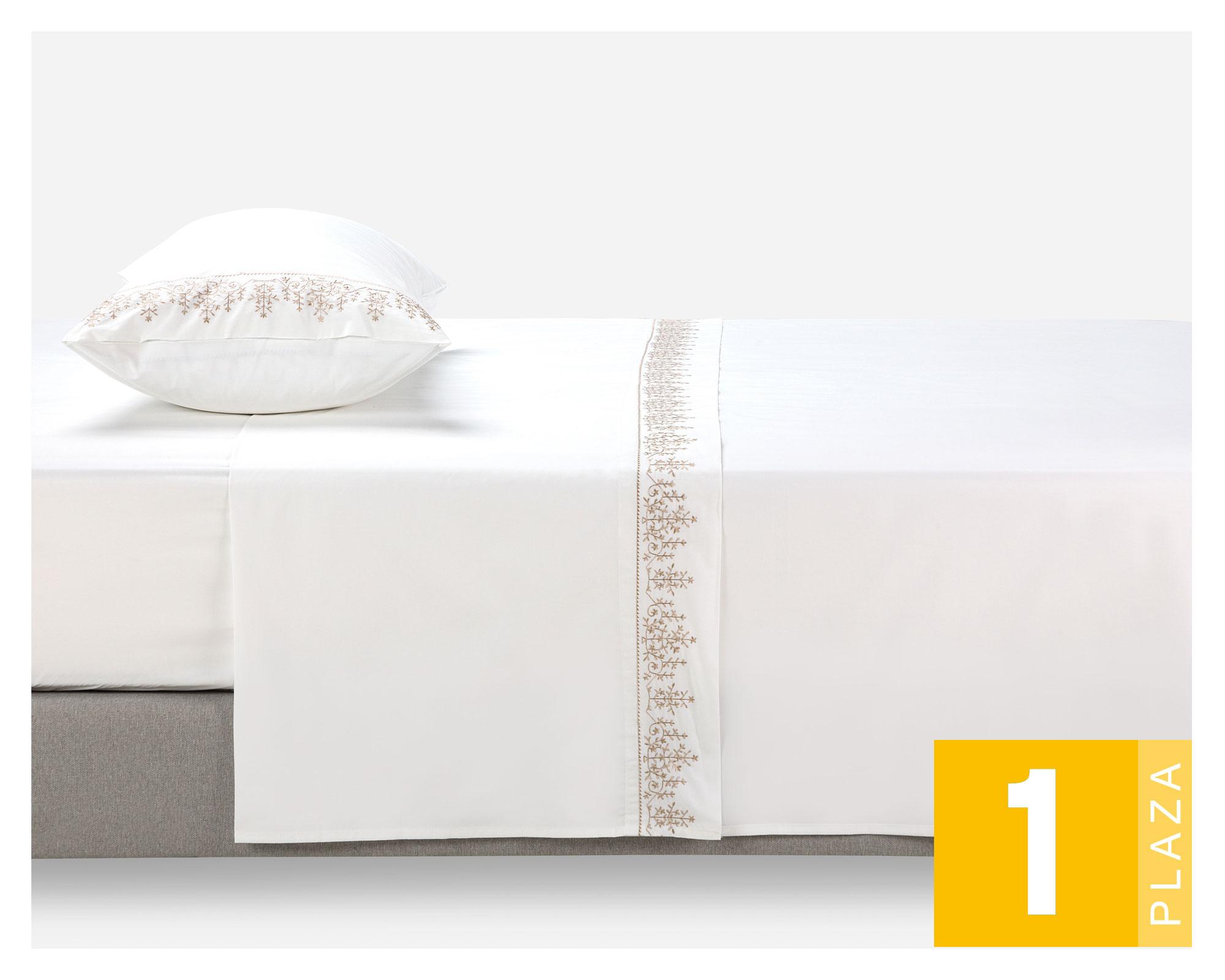 Juego sábanas 1 plaza Floral blanco Rosen-0