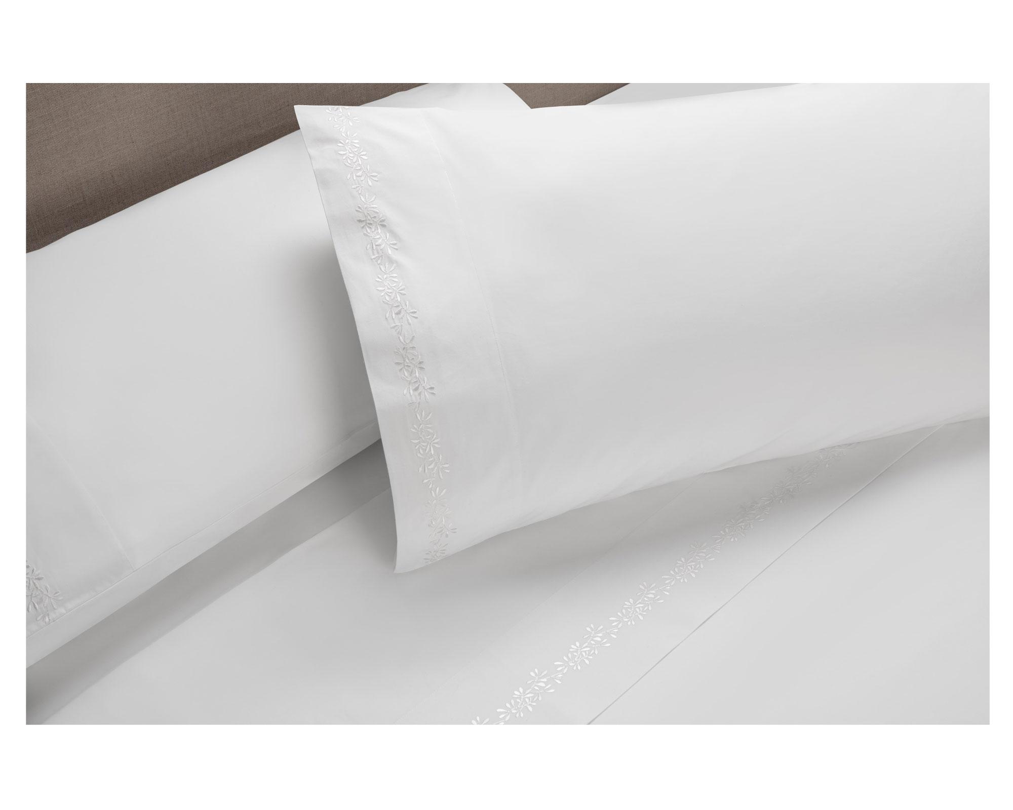 Juego sábanas 1.5 plazas botánica blanco Rosen-1