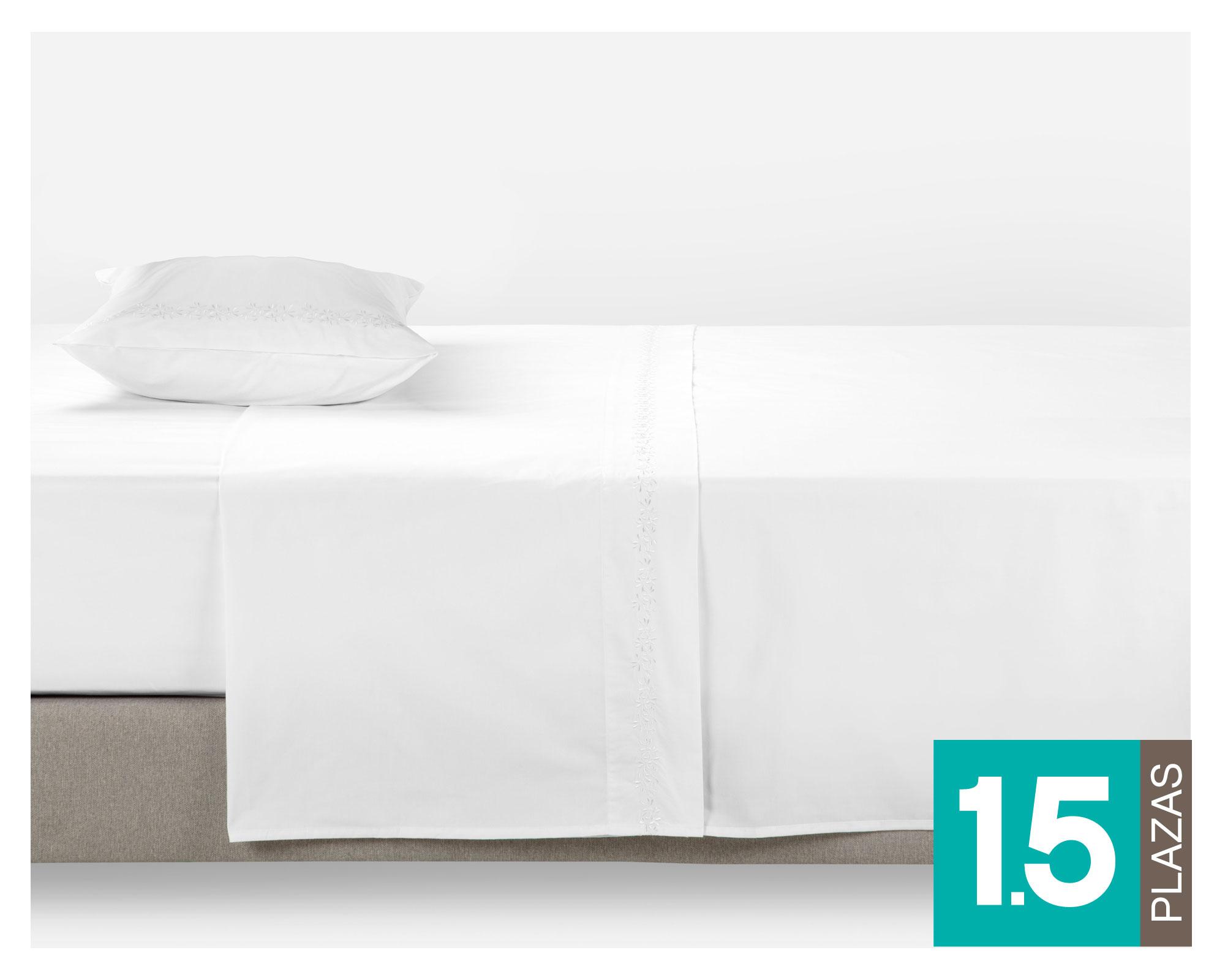 Juego sábanas 1.5 plazas botánica blanco Rosen-0