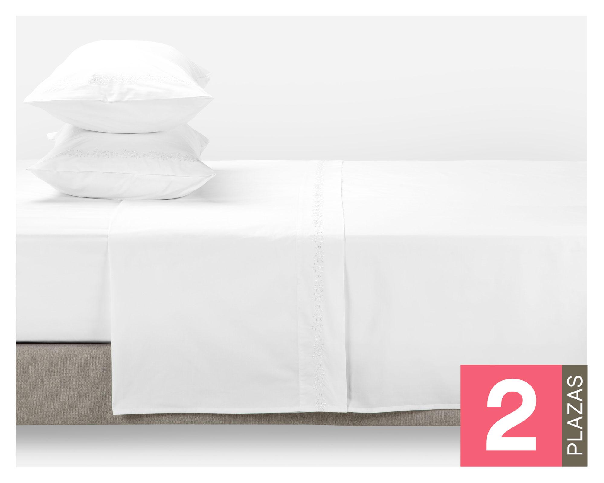 Juego sábanas 2 plazas botánica blanco Rosen-0