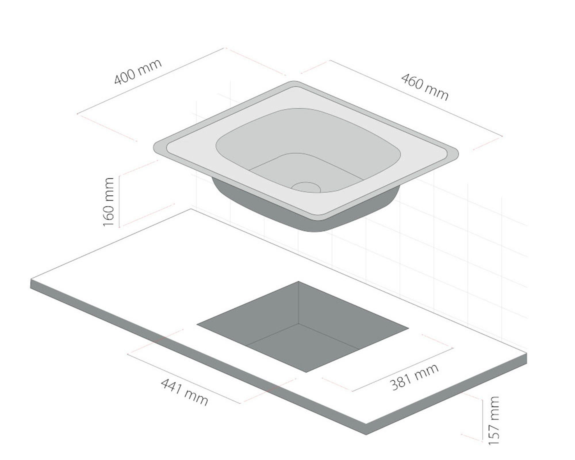 Lavaplatos empotrado 40x46 cm gris Splendid-3