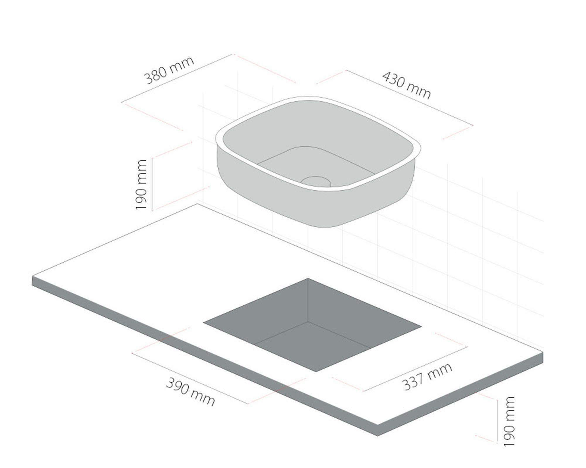 Lavaplatos bajo encimera 38x43 cm gris Splendid-4