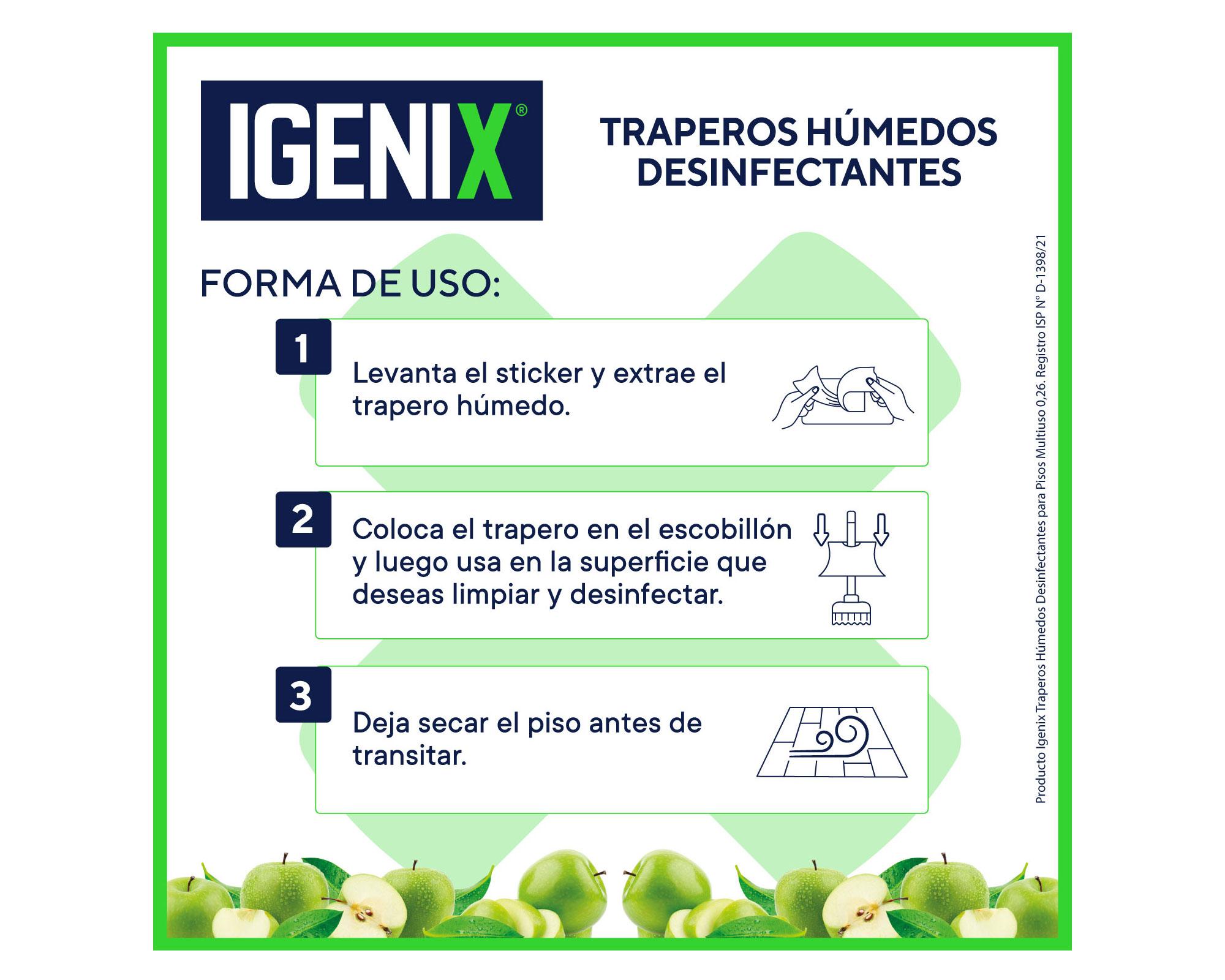 Trapero húmedo desinfectante multiuso Manzana verde Igenix-2
