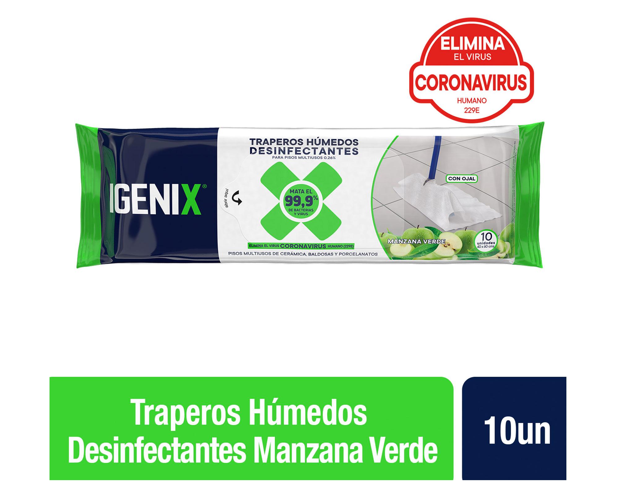 Trapero húmedo desinfectante multiuso Manzana verde Igenix-0