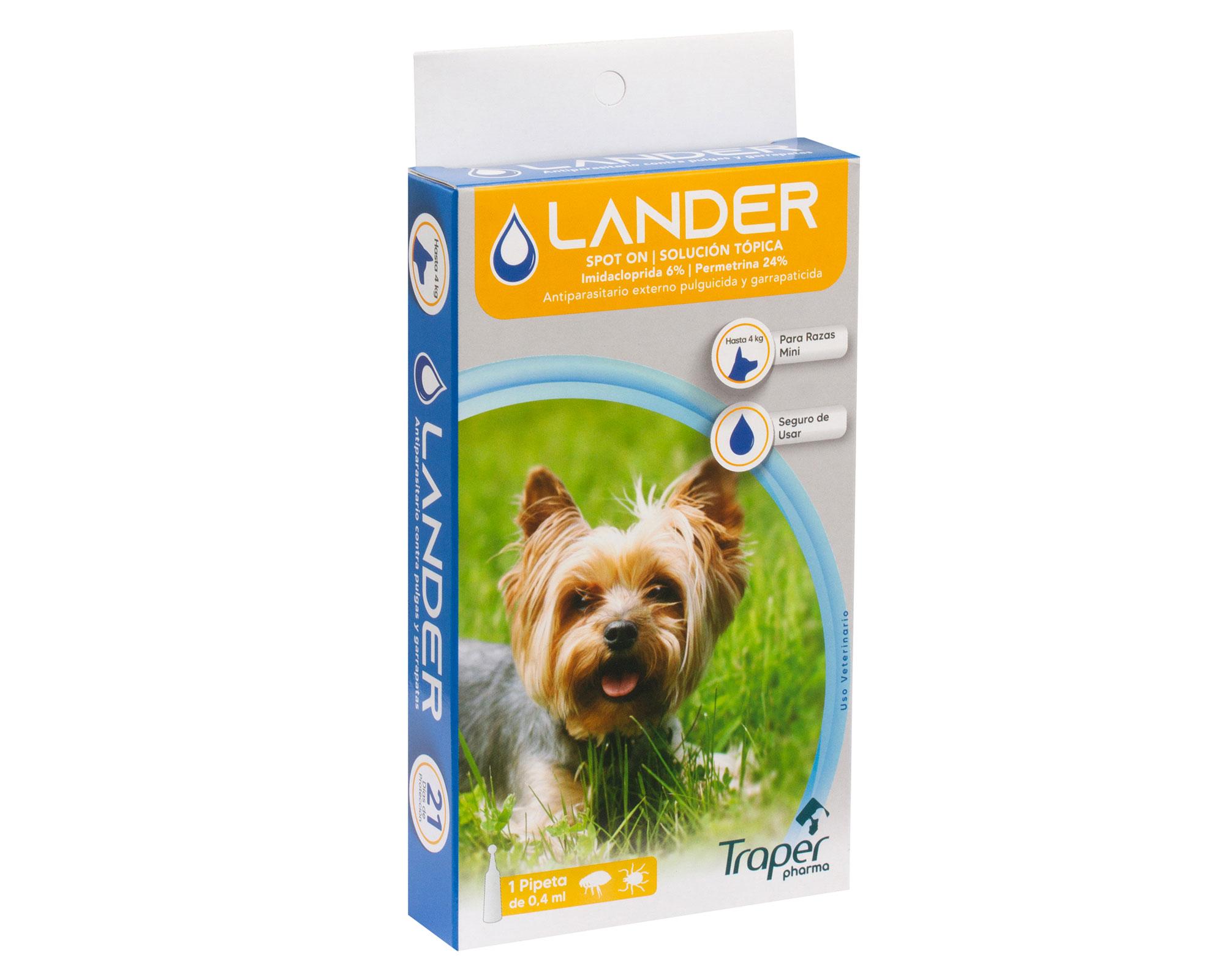 Antiparasitario Pipeta Hasta 4 kg Lander 0.4 ml-0
