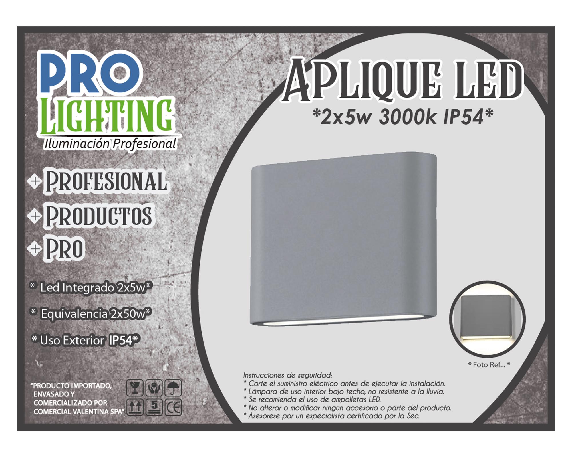 Aplique LED 5W 2L luz cálida gris Pro-Lighting-1