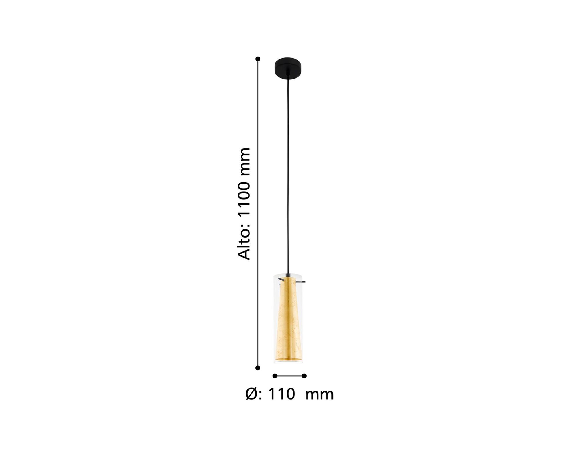 Lámpara colgar 60W E27 1L Pinto Gold-2