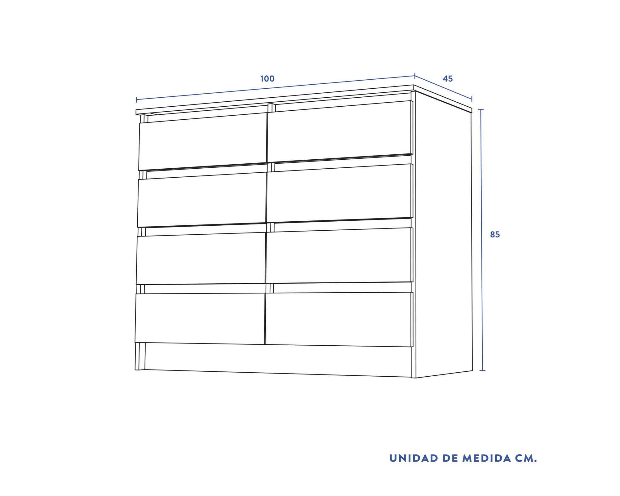 Cómoda austria 8 cajones blanco Cic-3